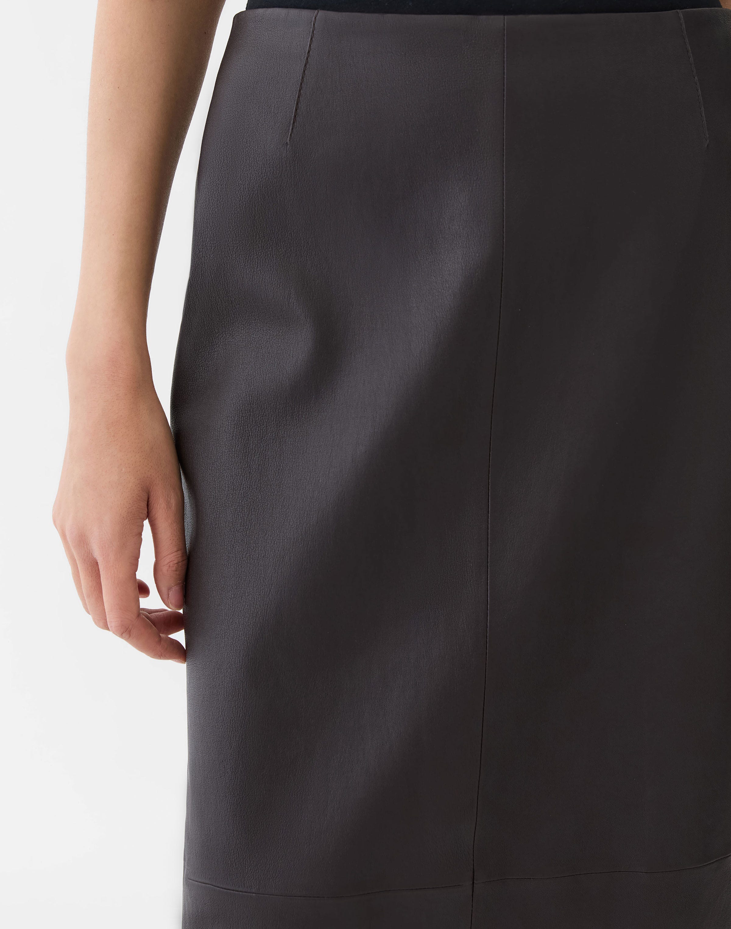 Stretch Nappa Leather Column Skirt