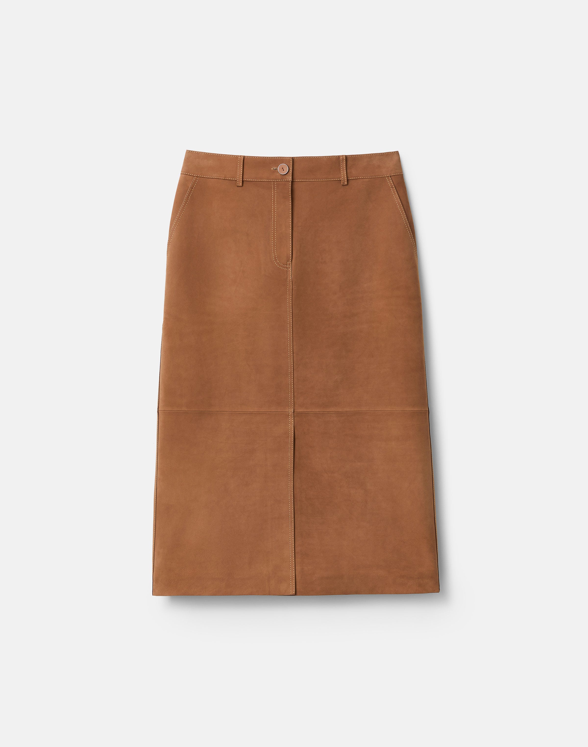 Nubuck Suede Front Slit Trouser Skirt