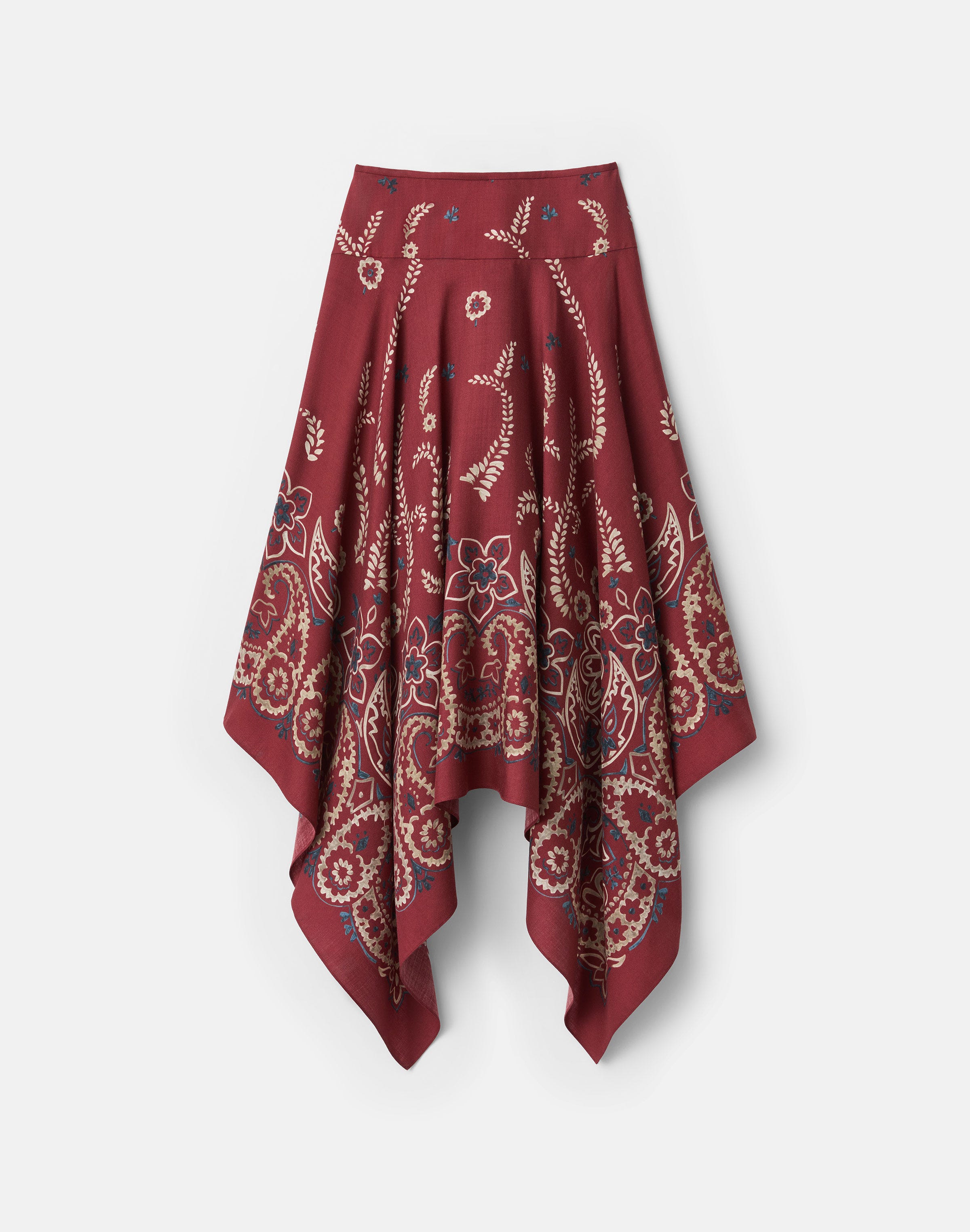 Bandana Print Wool-Silk Handkerchief Skirt