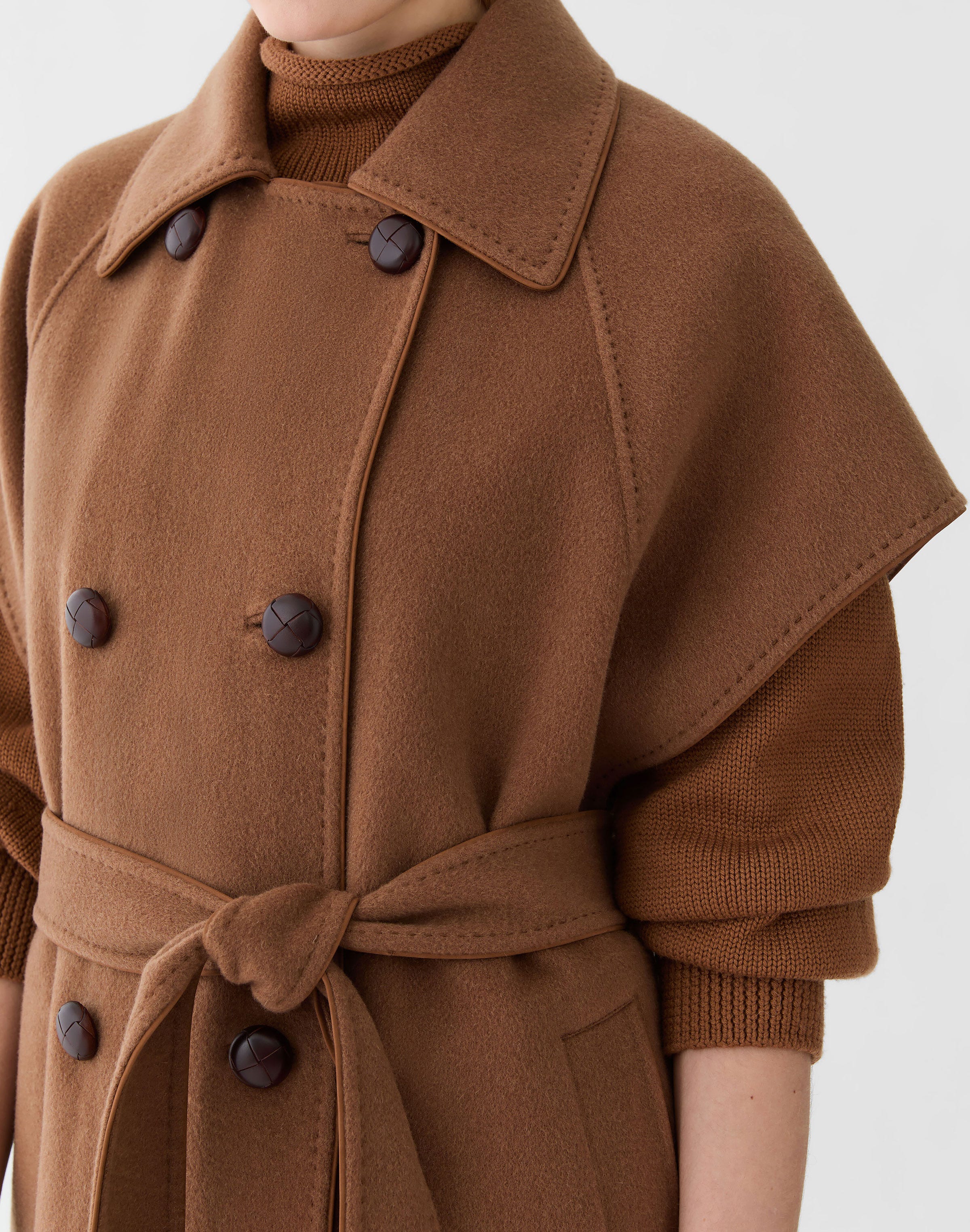 Cashmere Double Face Belted Trench Poncho