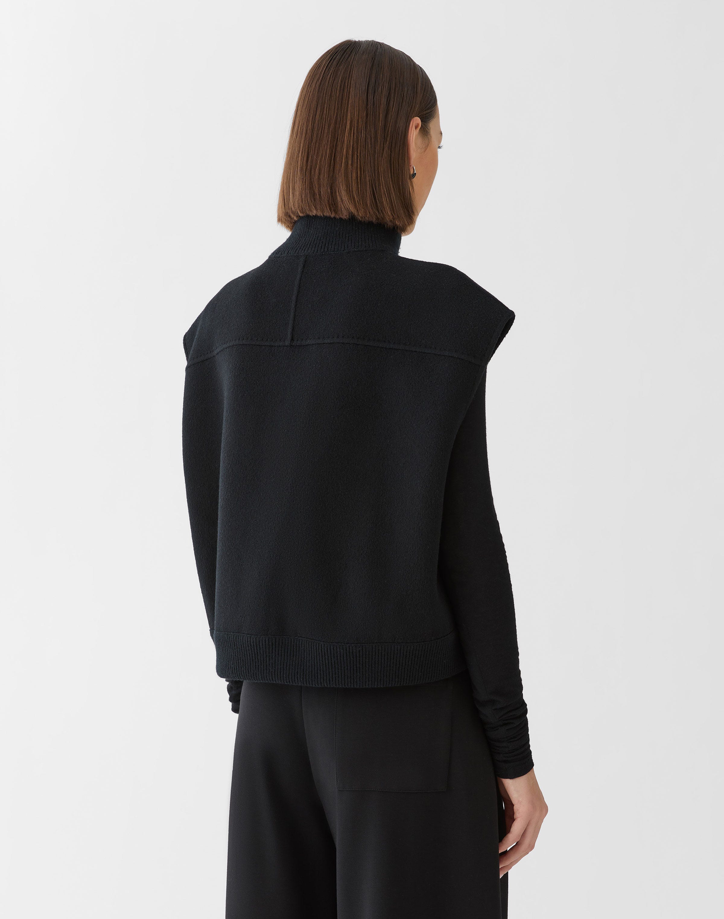 Wool-Cashmere Double Face Knit Collar Vest