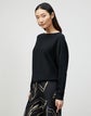 Plus-Size Cotton Silk Ribbed Asymmetric Sweater