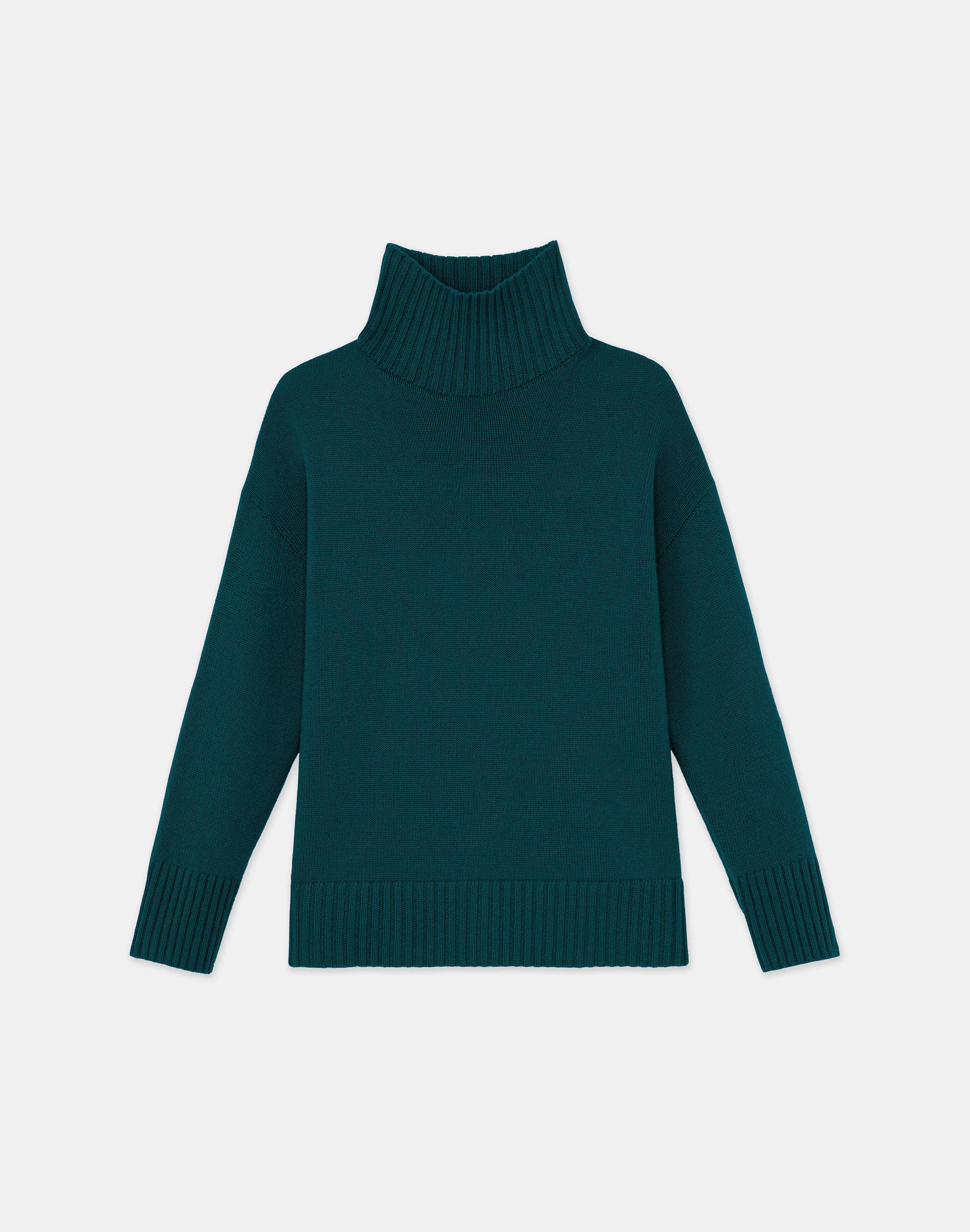 Lafayette 148 Petite Cashmere Stand Collar Sweater In Deep Ivy