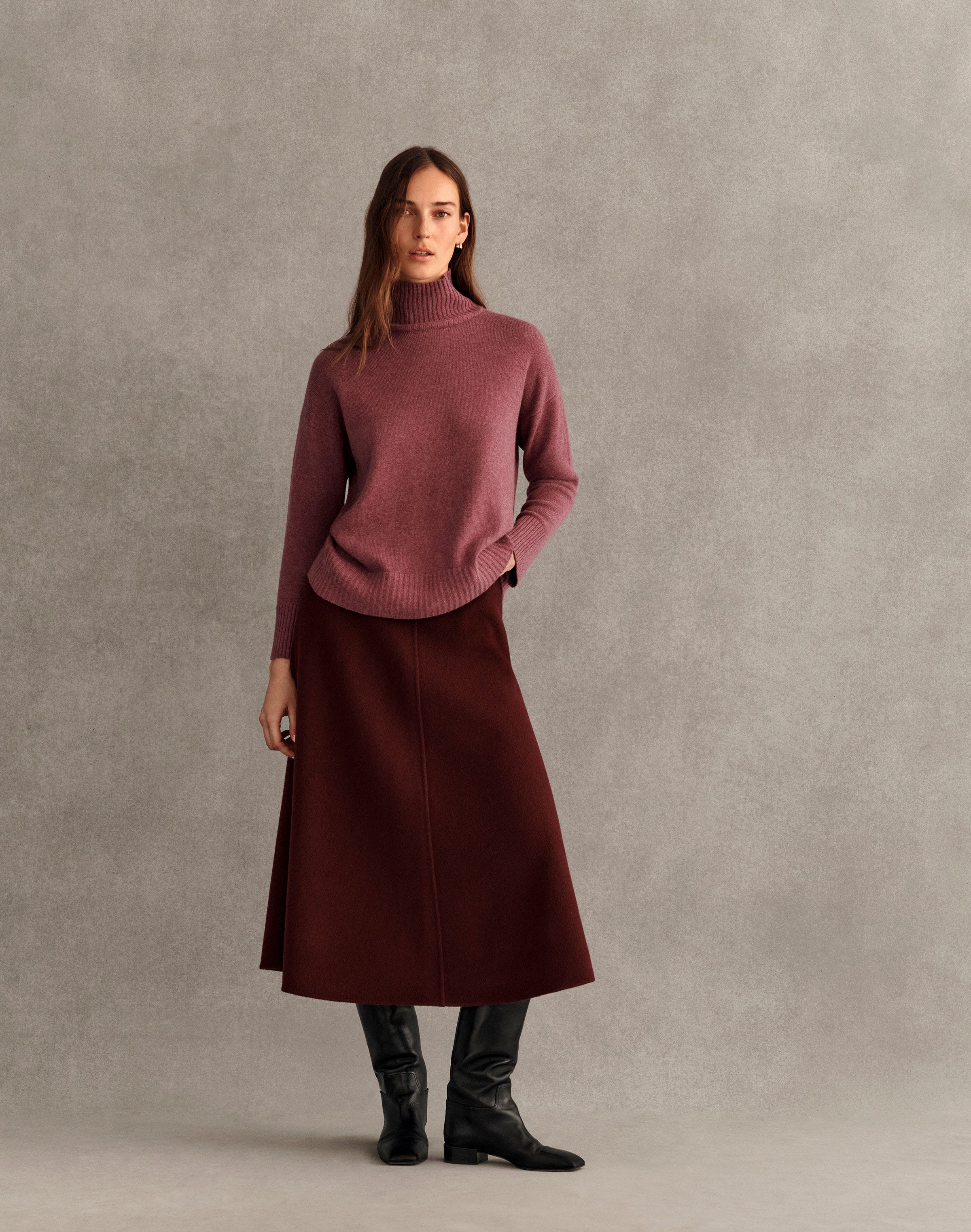 Cashmere Sweater and Wool-Cashmere Skirt