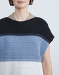 Cotton-Silk Striped Textured Stitch Sweater