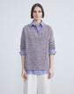 Petite Color-Flecked Silk V-Neck Sweater