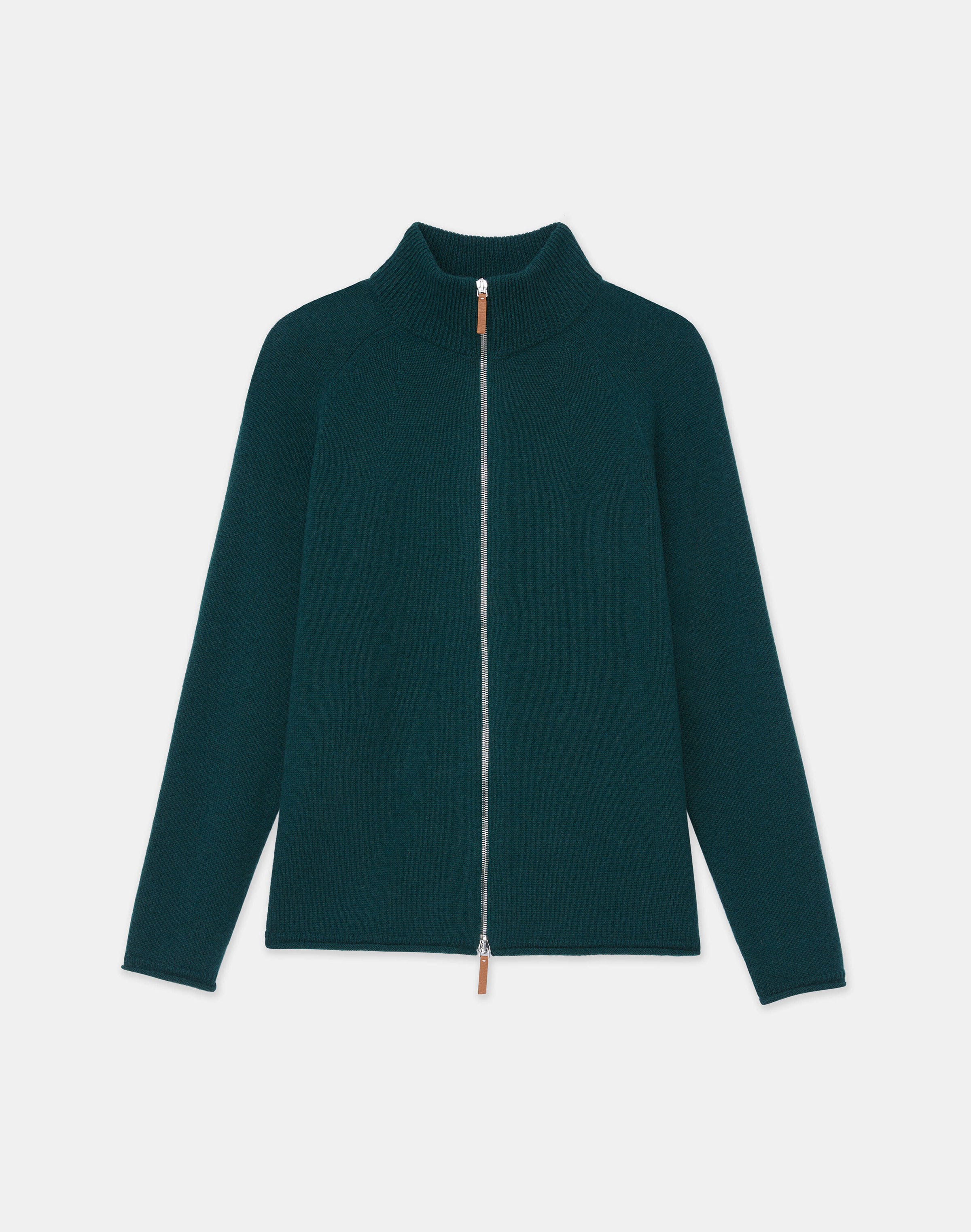 Lafayette 148 Cashmere Zip Front Cardigan In Deep Ivy