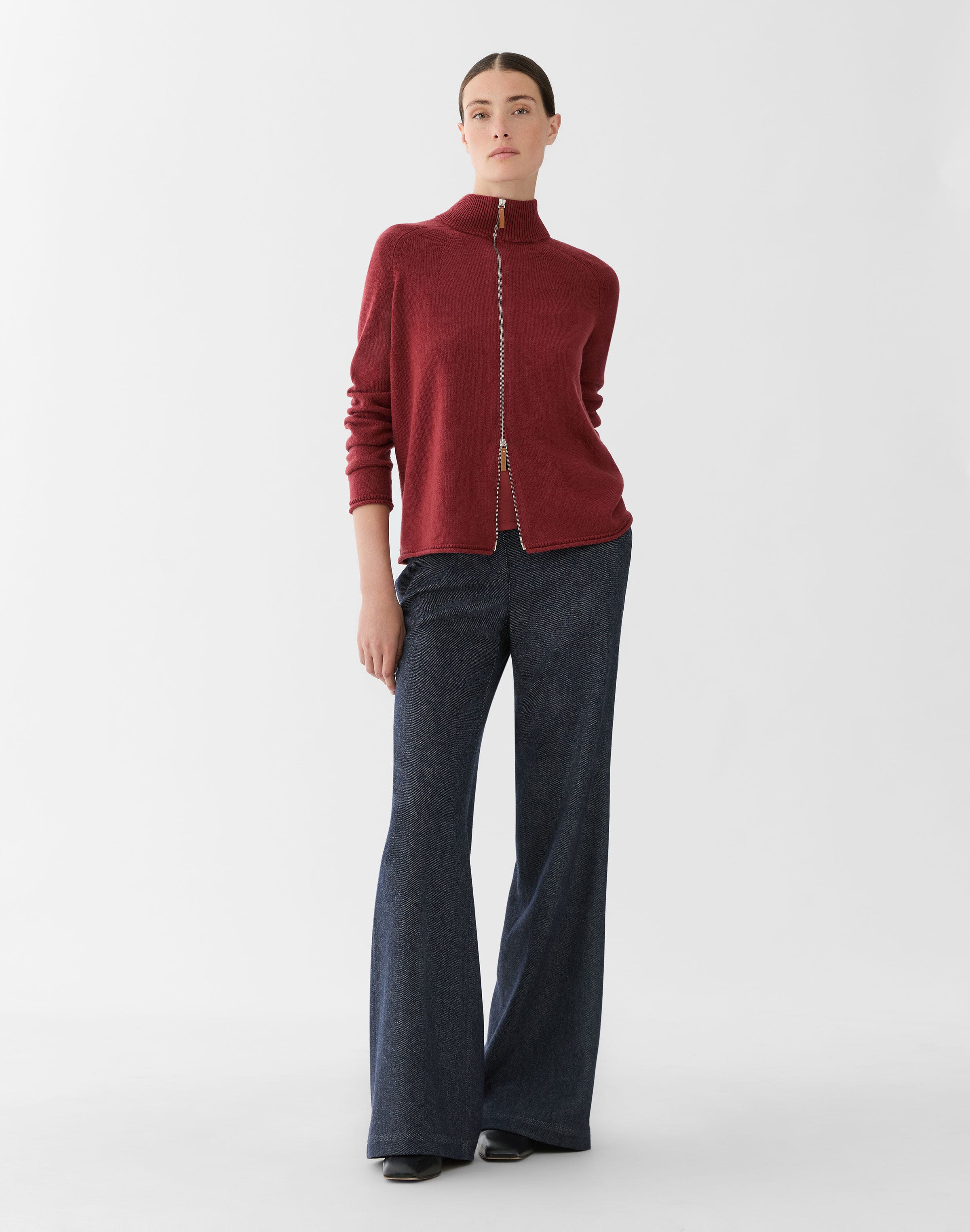 Cashmere Zip Front Cardigan