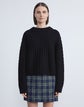Cashmere Textured Stitch Ribbed-Trim Sweater