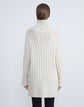 Cashmere-Silk Ribbed Stand Collar Sweater