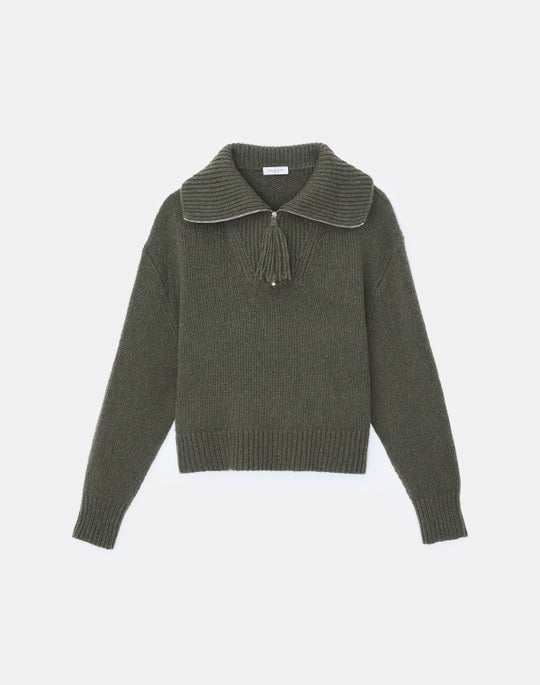 Responsible Cashmere-Wool Chunky Half-Zip Sweater