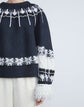 Lofty Silk-Wool Fair Isle Fringed Sweater