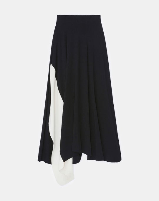 Finespun Voile Color-Block Asymmetric Skirt