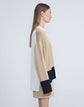 Cotton-Silk Tape Color-Blocked Oversized Sweater