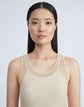 Silk Pleated Stripe Ribbed Tank