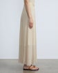 Silk Pleated Stripe Ribbed Maxi Skirt