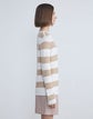 Cotton-Silk Tape & Cashmere Stripe Bateau Neck Sweater