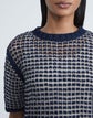 Cotton-Silk Net Stitch Short Sleeve Sweater