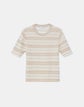 Petite Cashmere & Finespun Voile Stripe Jacquard Fringed Sweater