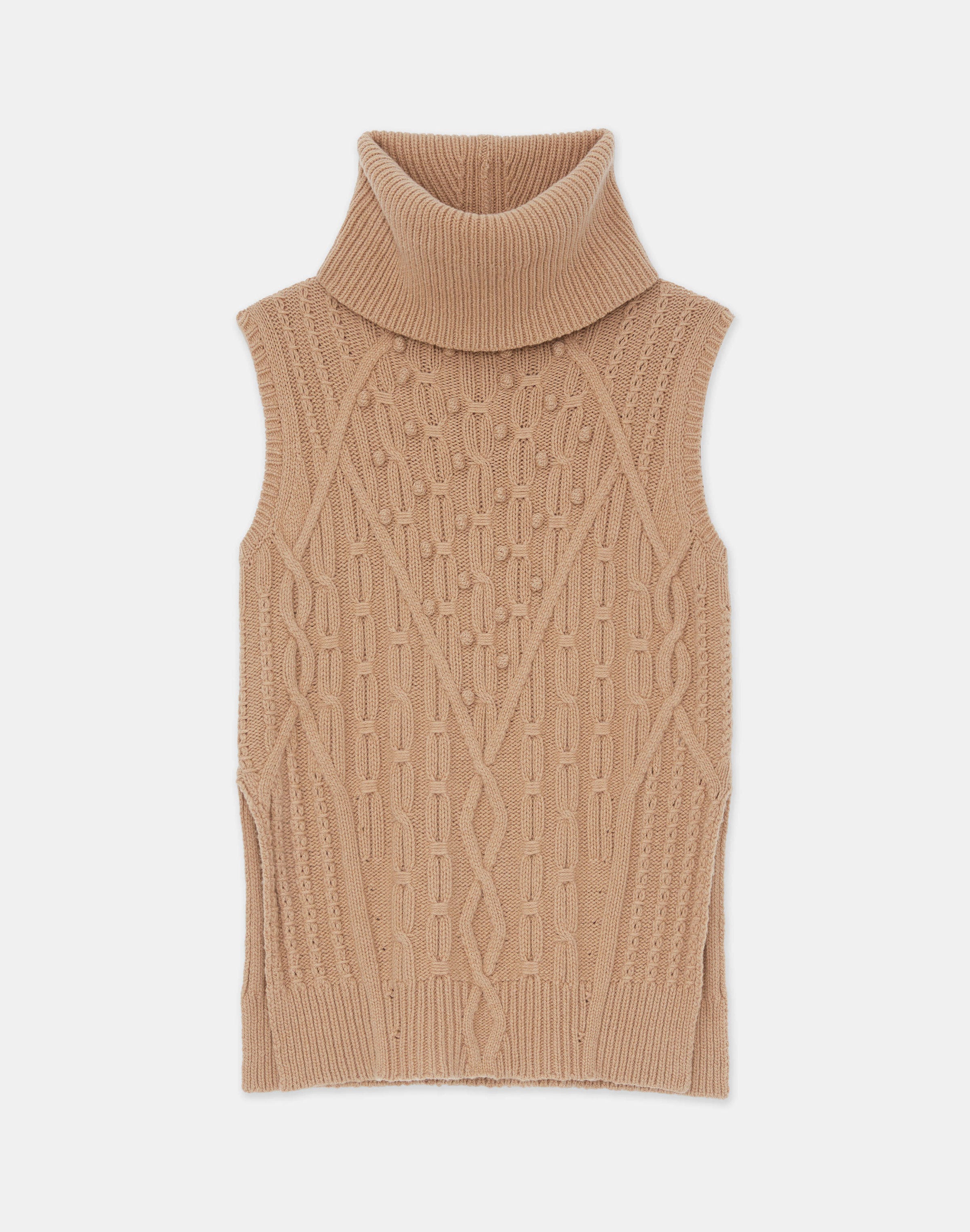 Lafayette 148 Wool-cashmere Chainette Cable Sweater In Brown