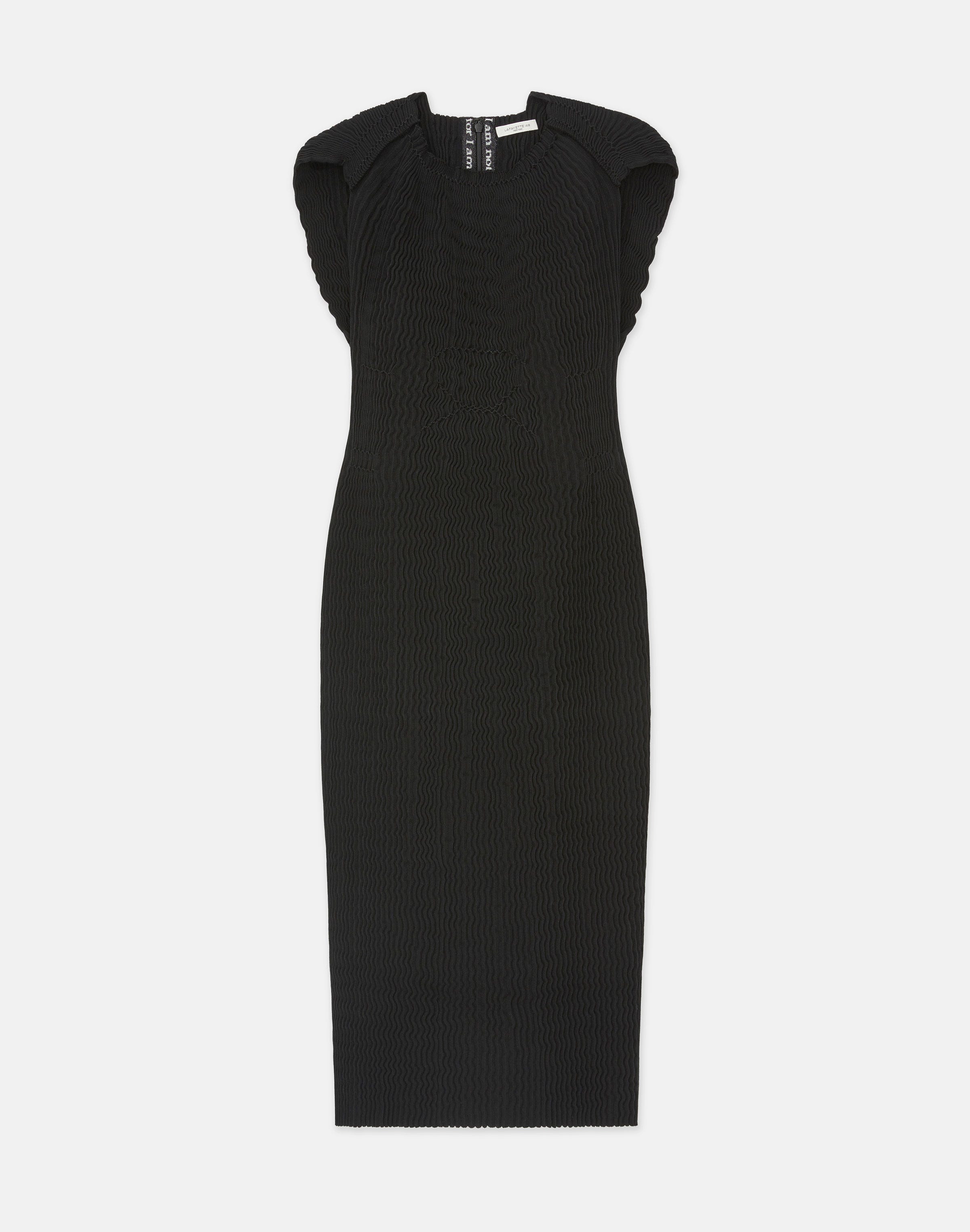 Lafayette 148 Finespun Voile Pleated Dress In Black