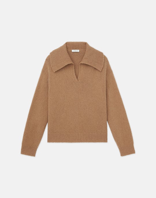 Camel Hair Chainette Collared Sweater