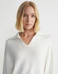 Cotton-Silk Tape Collared Sweater