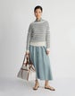 Petite Stripe Organic Cotton & Denim Yarn Bateau Sweater