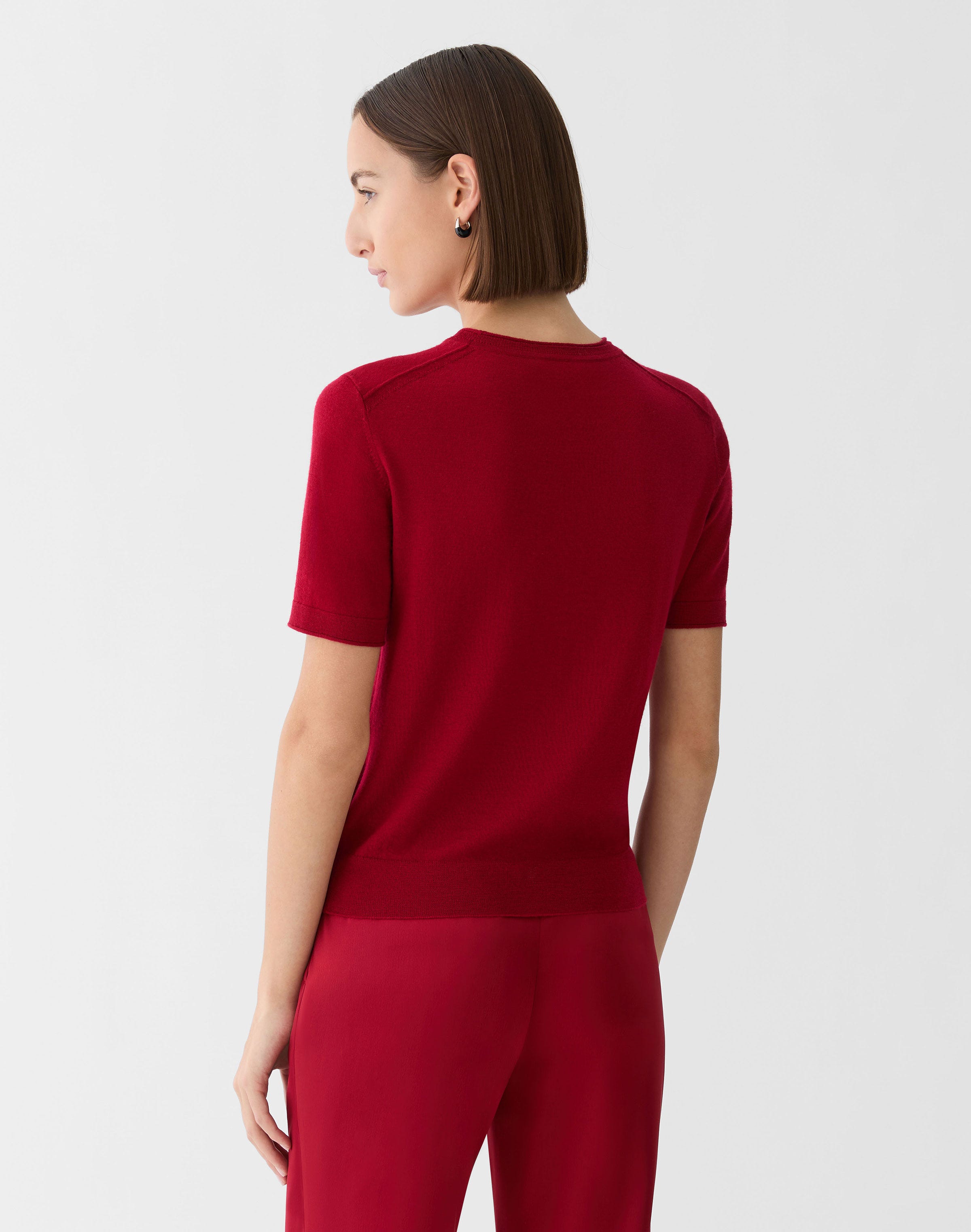 Petite Fine Gauge Cashmere Crewneck Short Sleeve Sweater