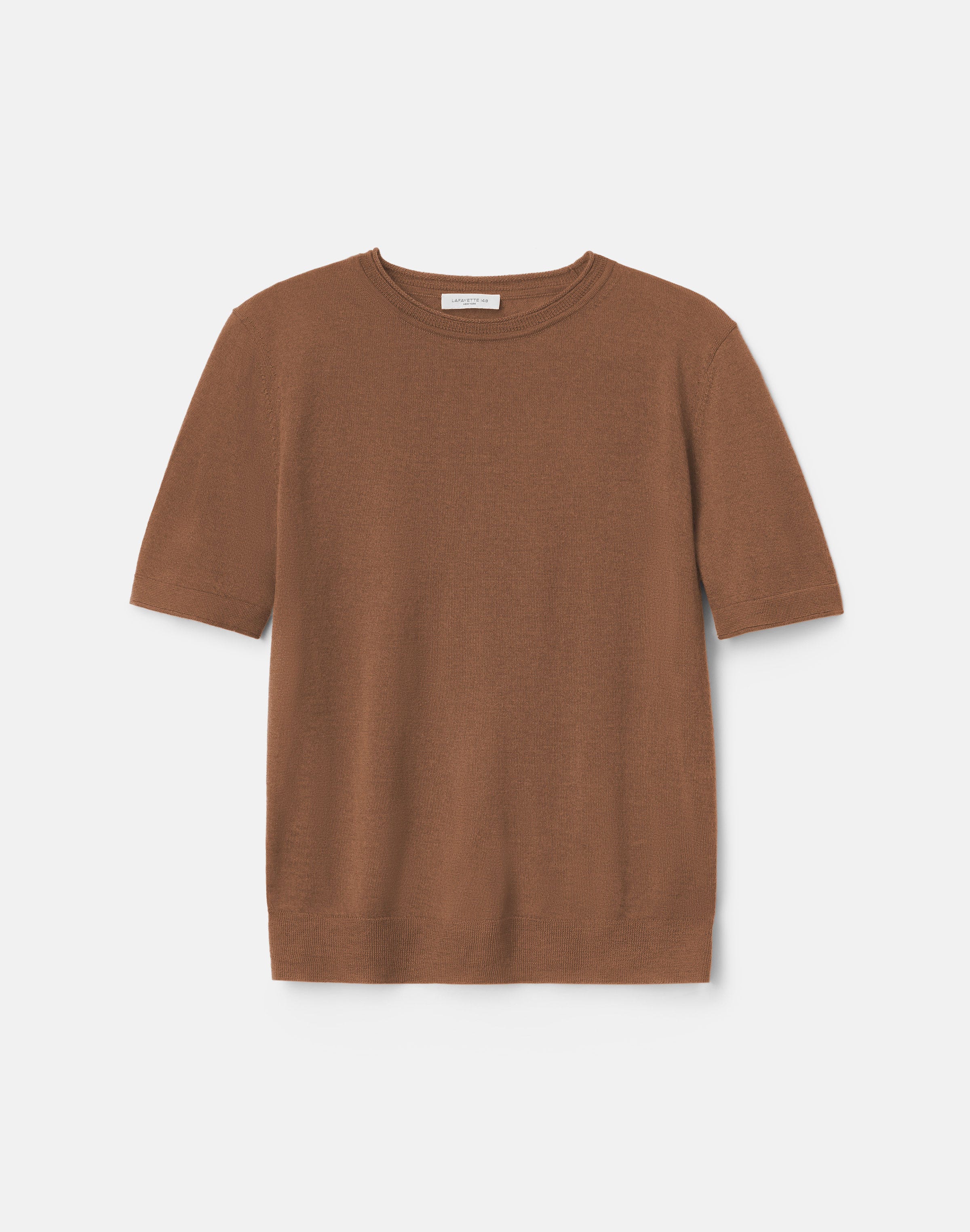 Plus-Size Fine Gauge Cashmere Crewneck Short Sleeve Sweater