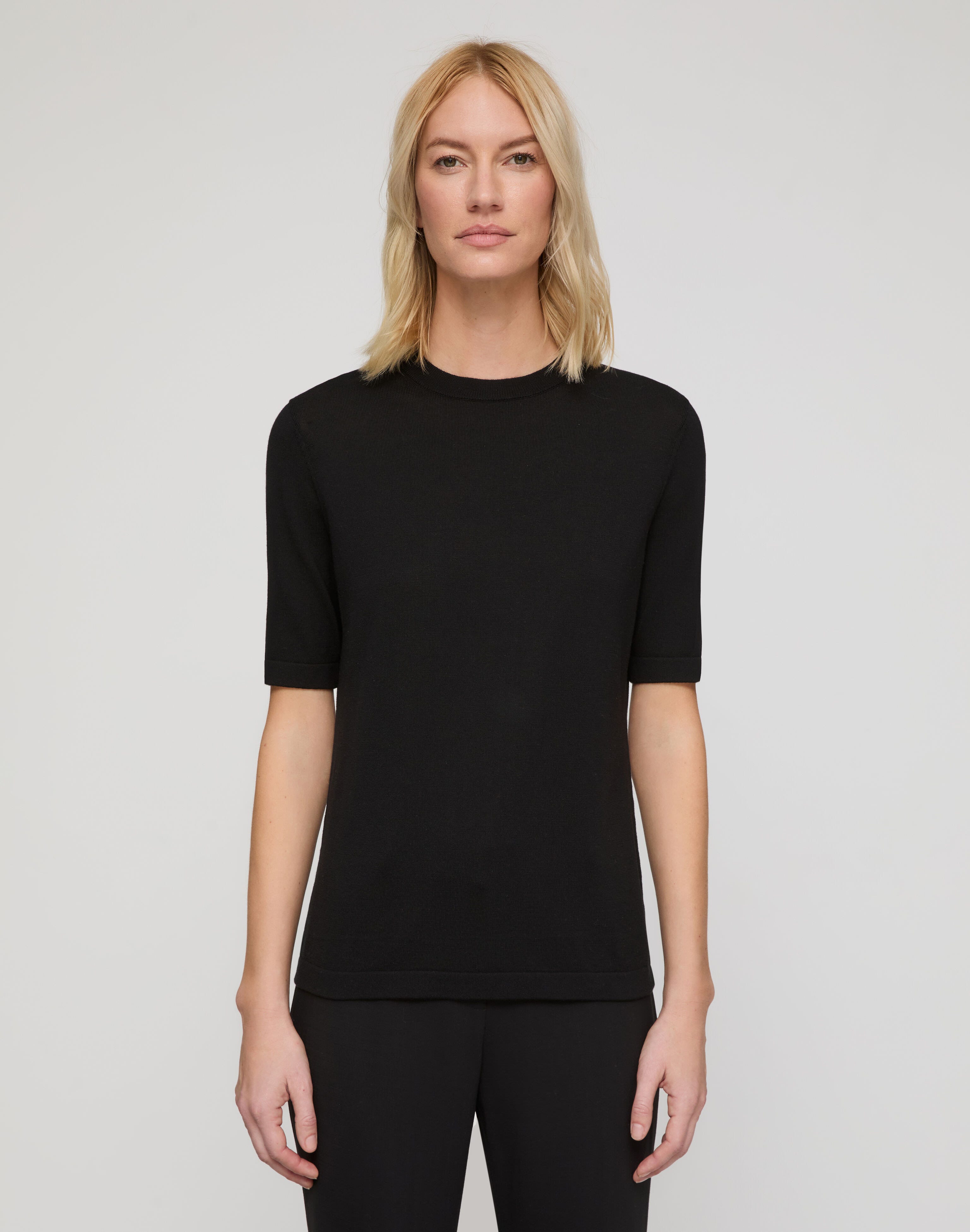 Petite Fine Cotton-Silk Knit T-Shirt