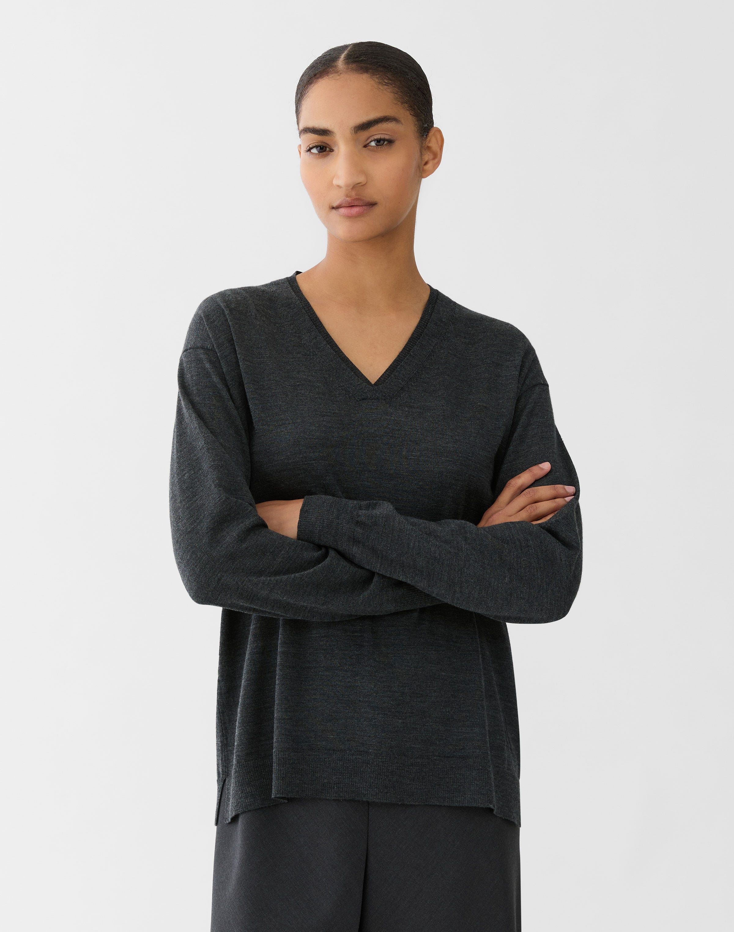 Petite Superfine Merino Wool V-Neck Sweater