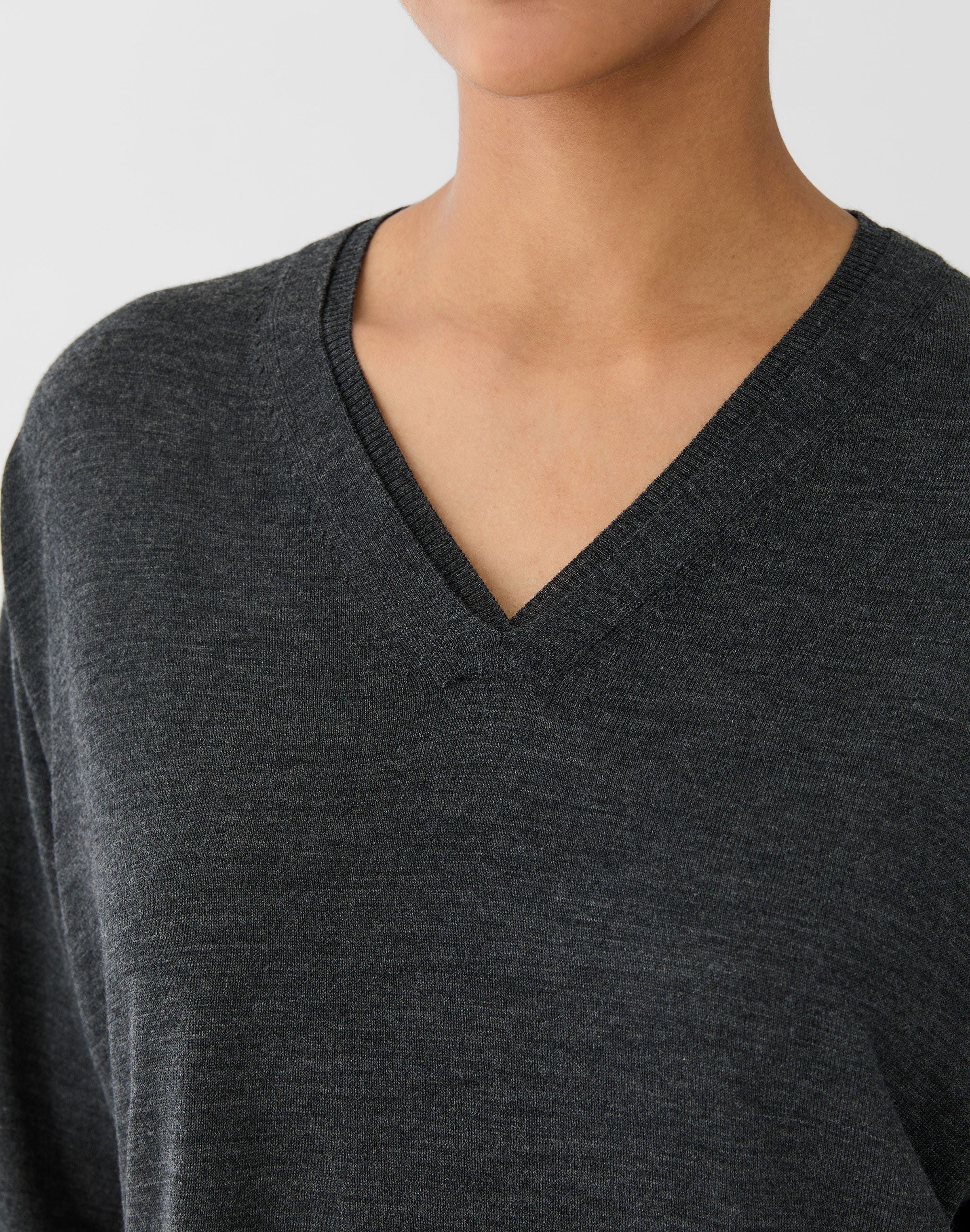 Petite Superfine Merino Wool V-Neck Sweater