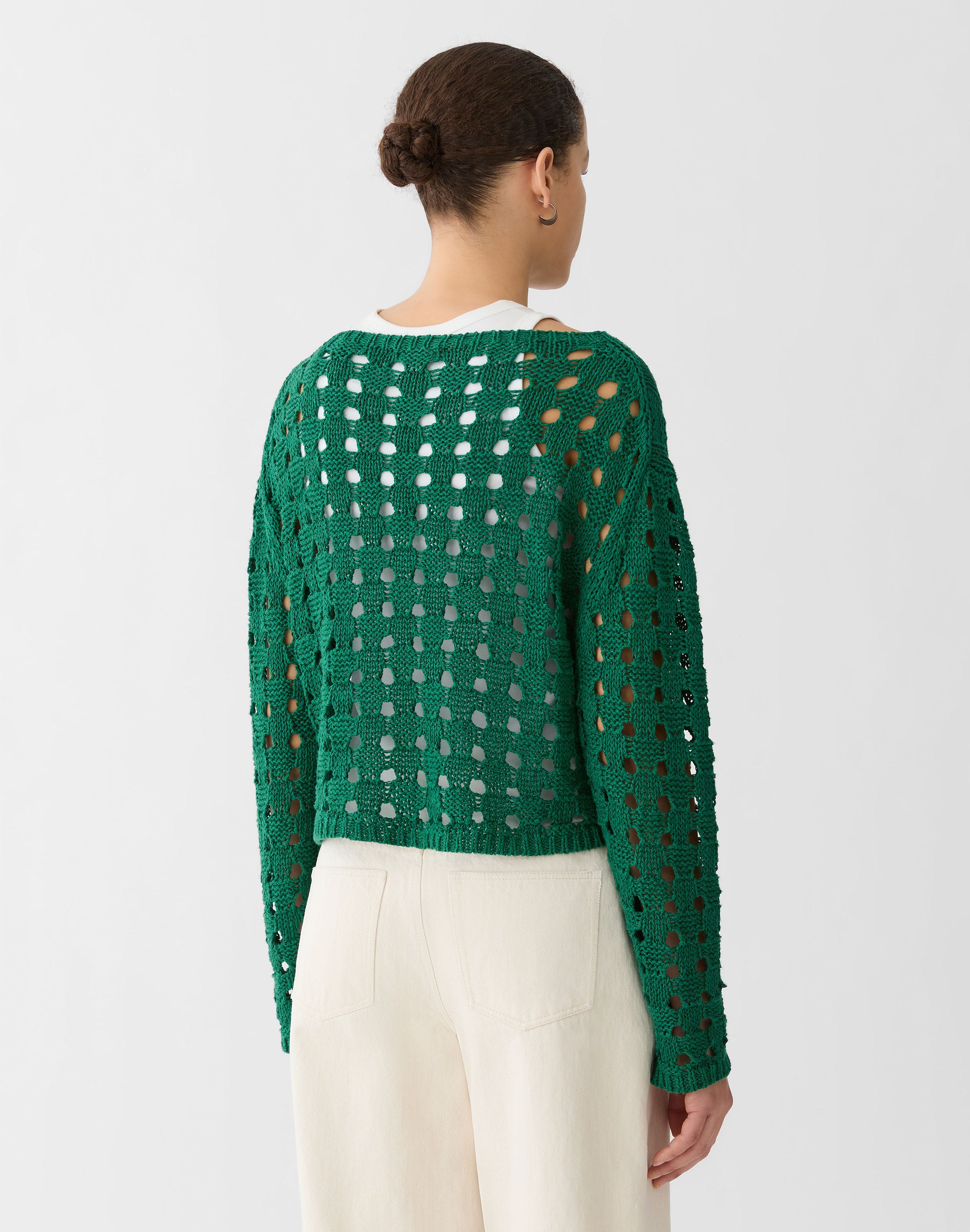 Linen-Silk Chainette Basket Stitch Sweater