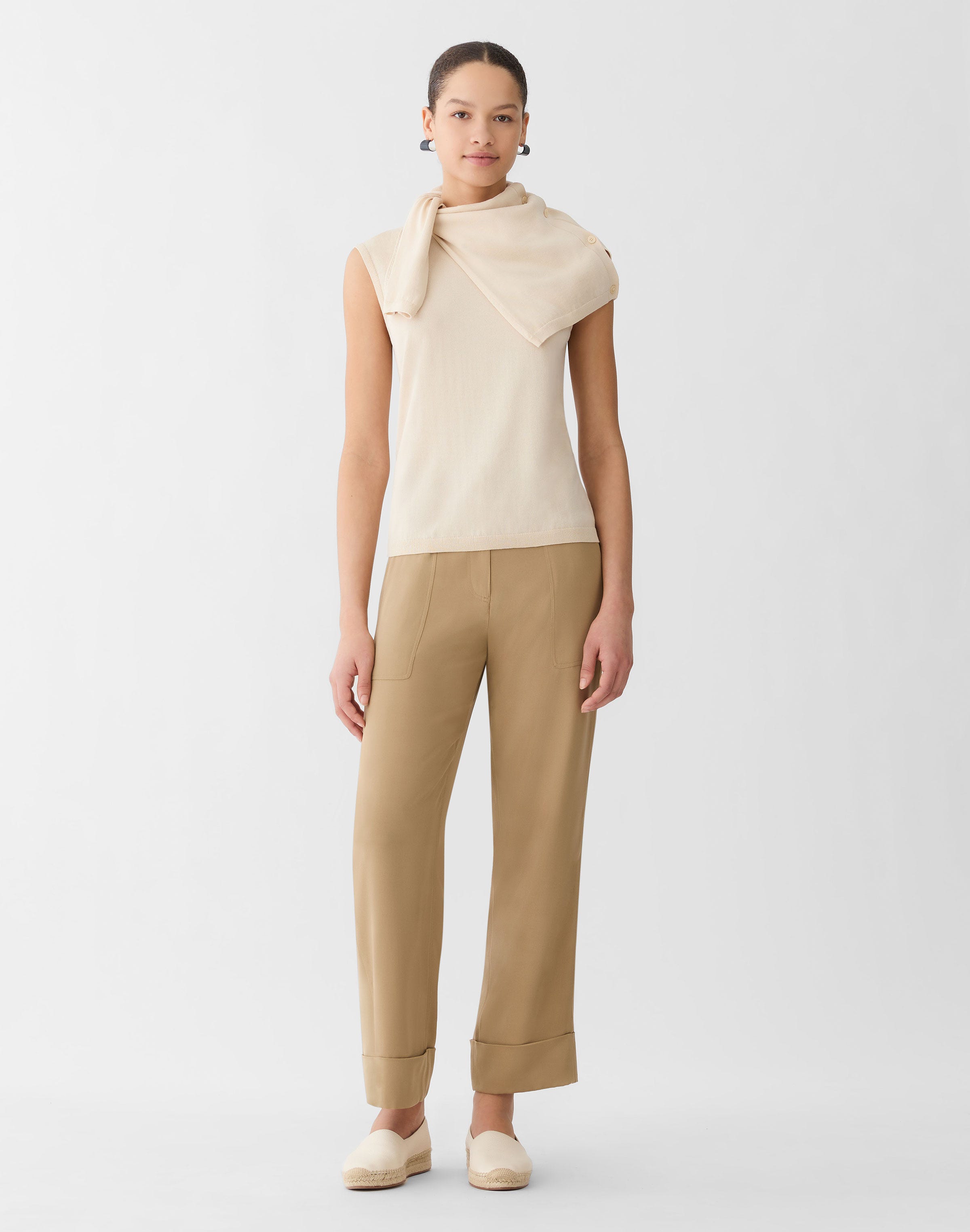Fine Cotton-Silk Crewneck Shell