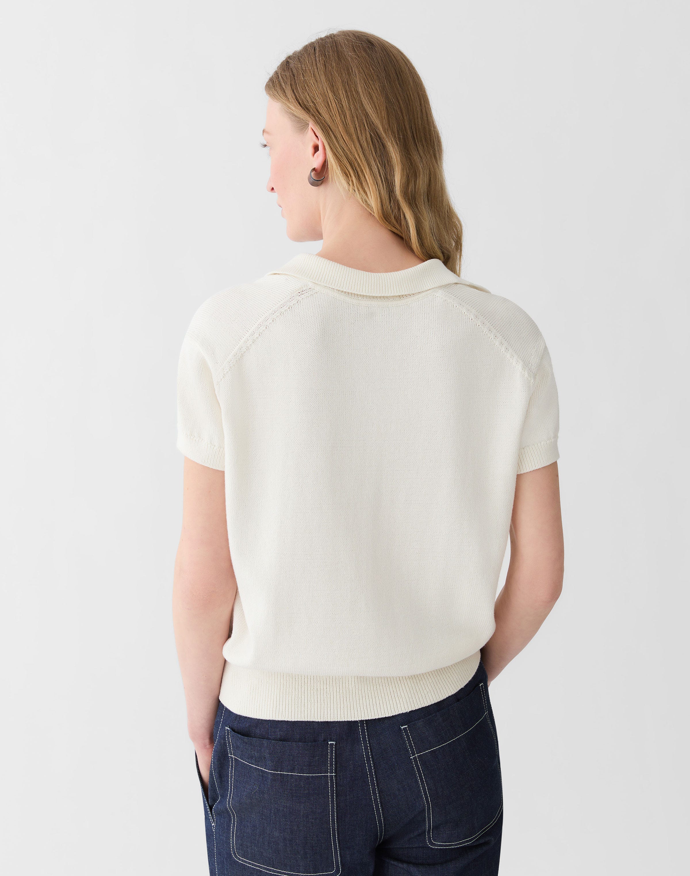 Cotton-Silk Short Sleeve Polo Sweater