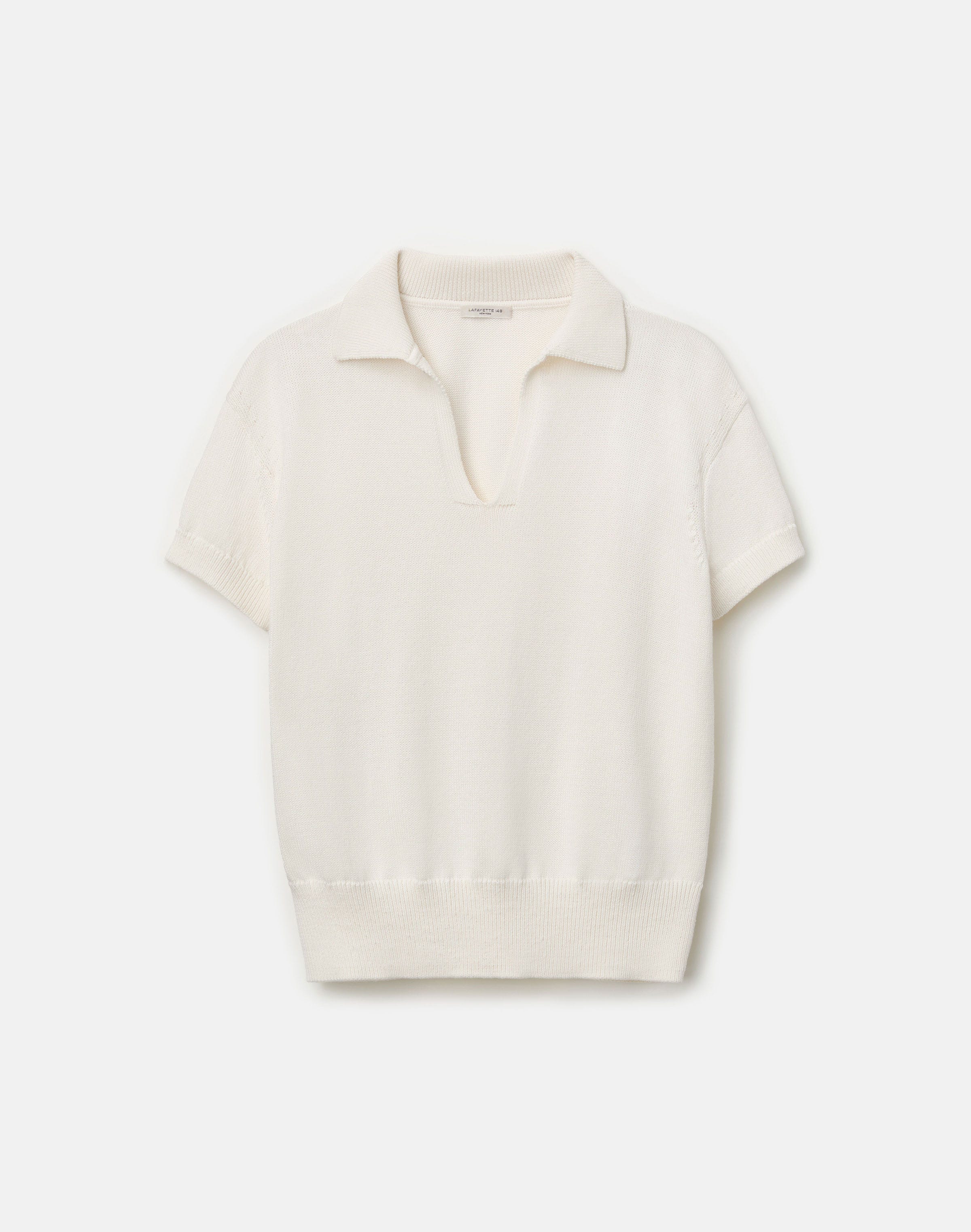Cotton-Silk Short Sleeve Polo Sweater