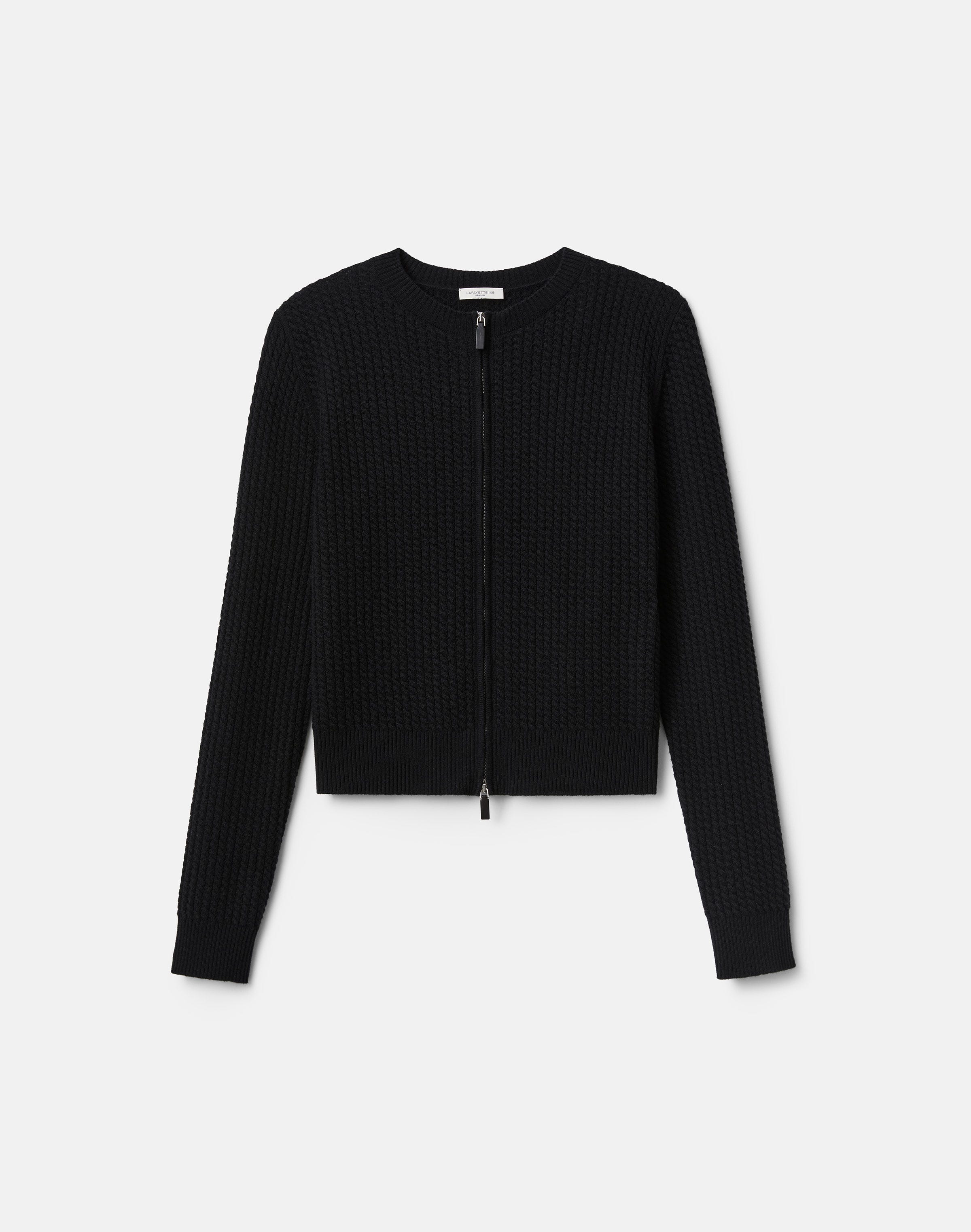 Plus-Size Cashmere Cable Knit Cropped Cardigan