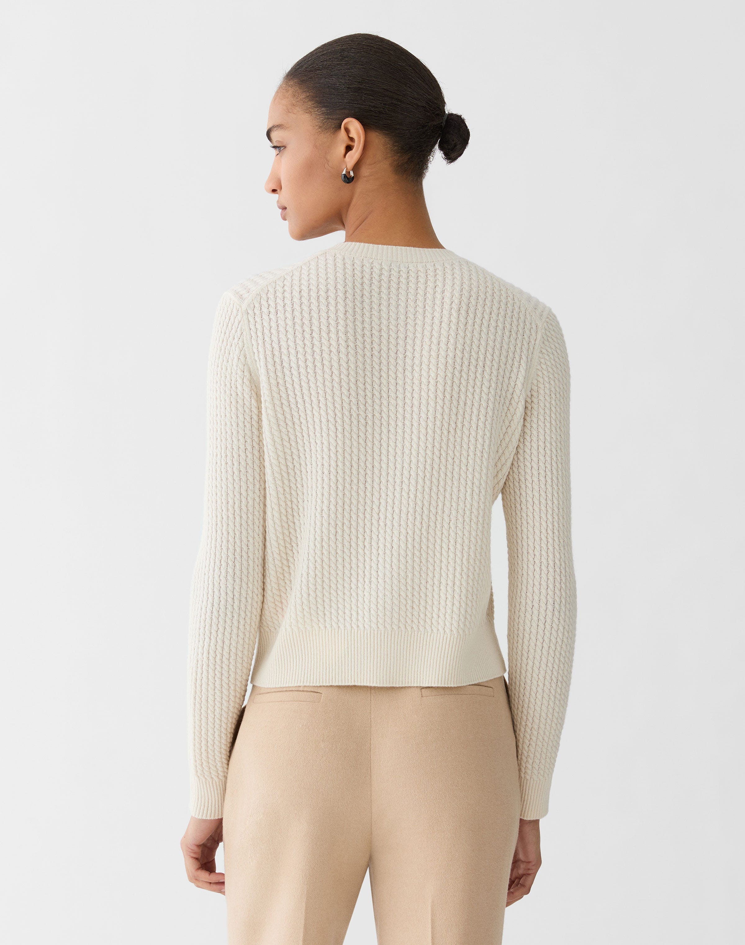 Petite Cashmere Cable Knit Cropped Cardigan