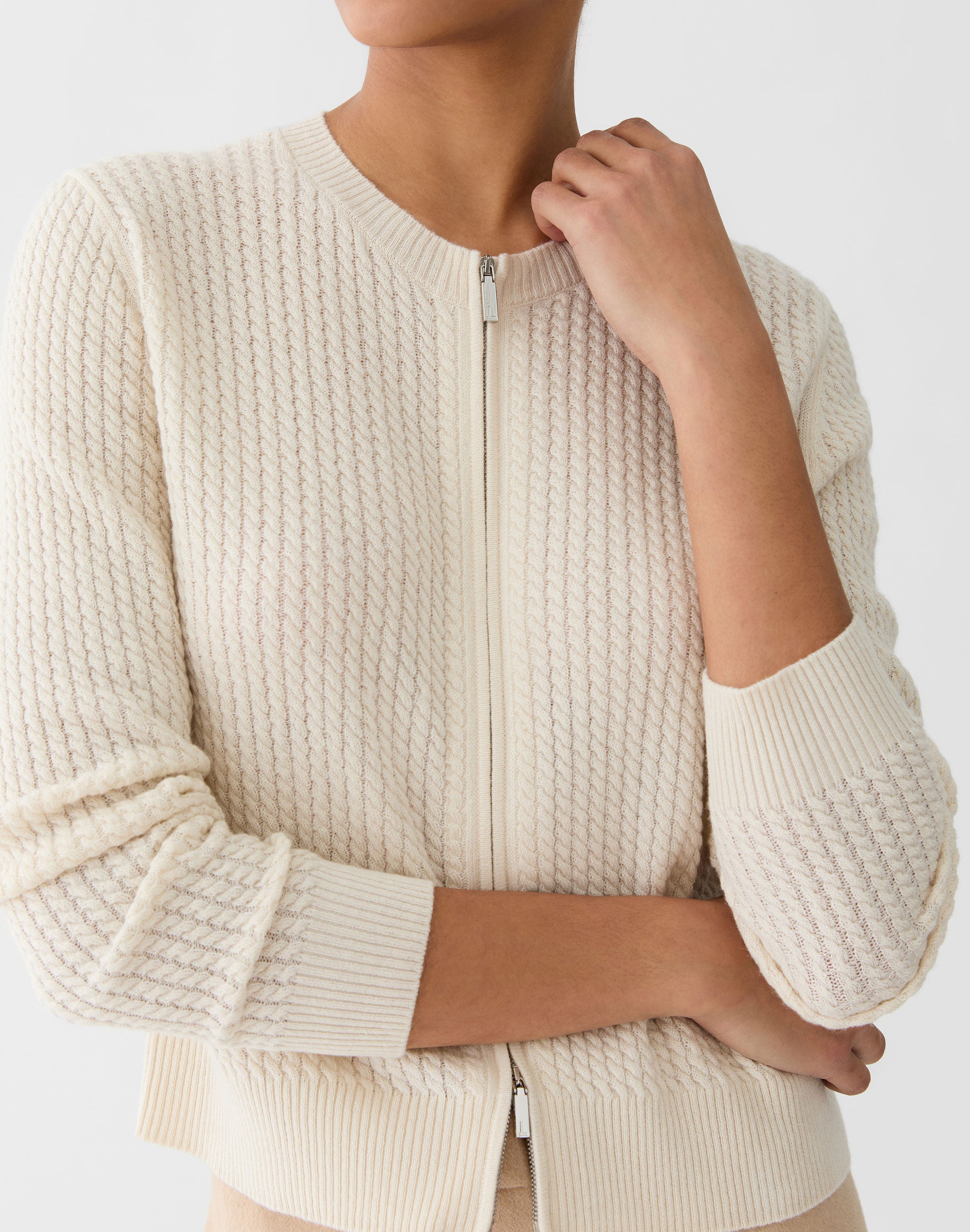 Petite Cashmere Cable Knit Cropped Cardigan