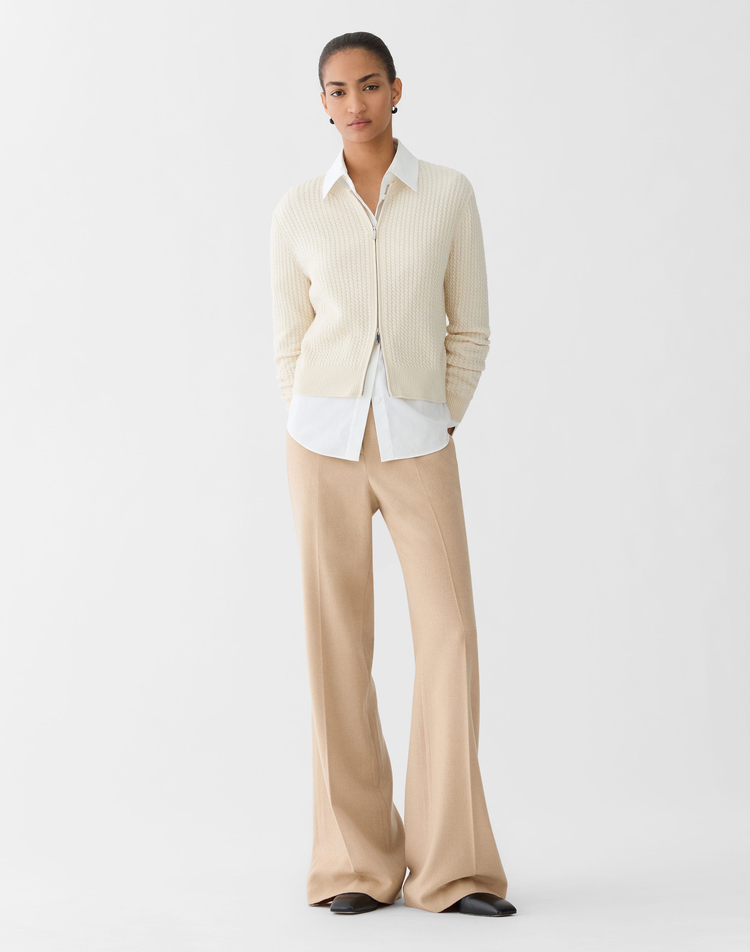 Petite Cashmere Cable Knit Cropped Cardigan