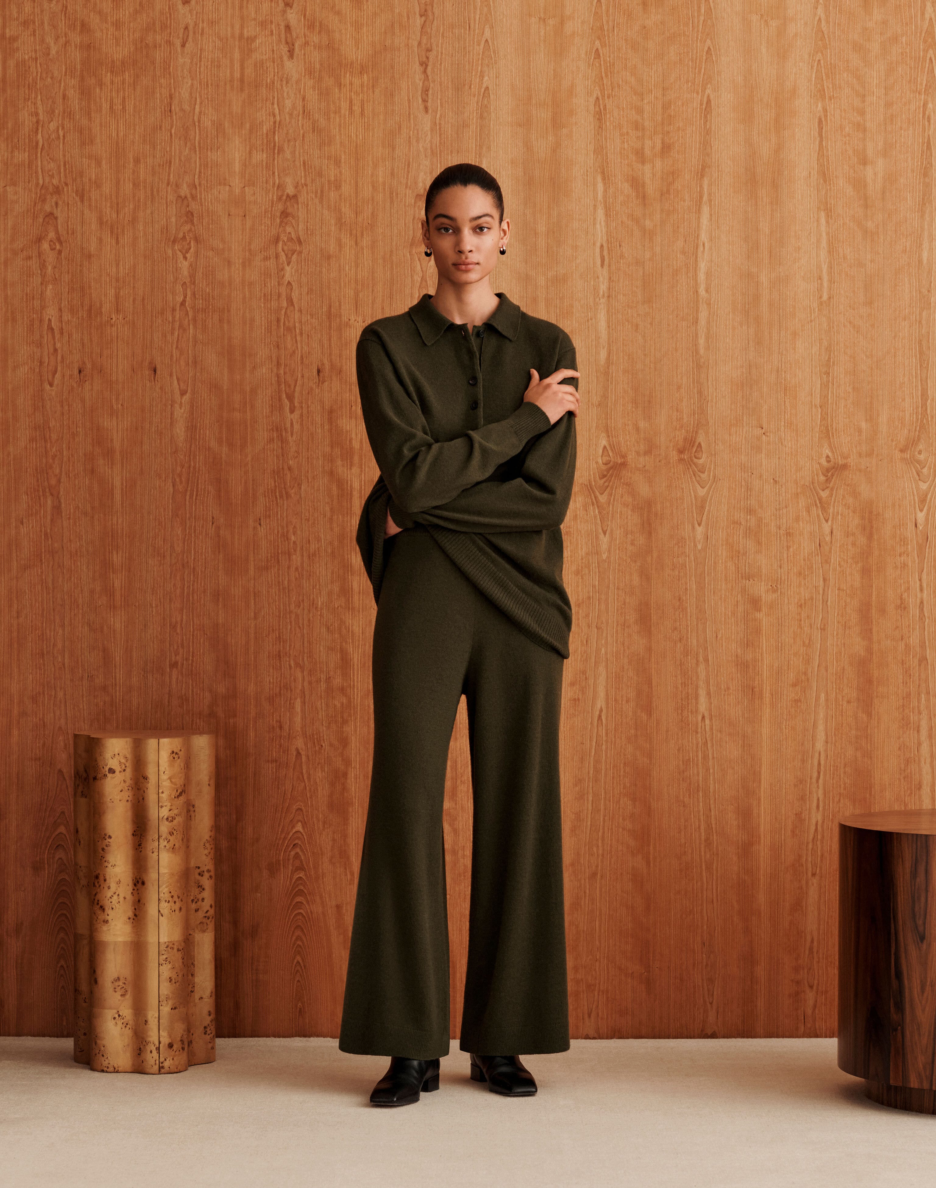 Wool-Cashmere Oversized Polo Sweater and Pant 