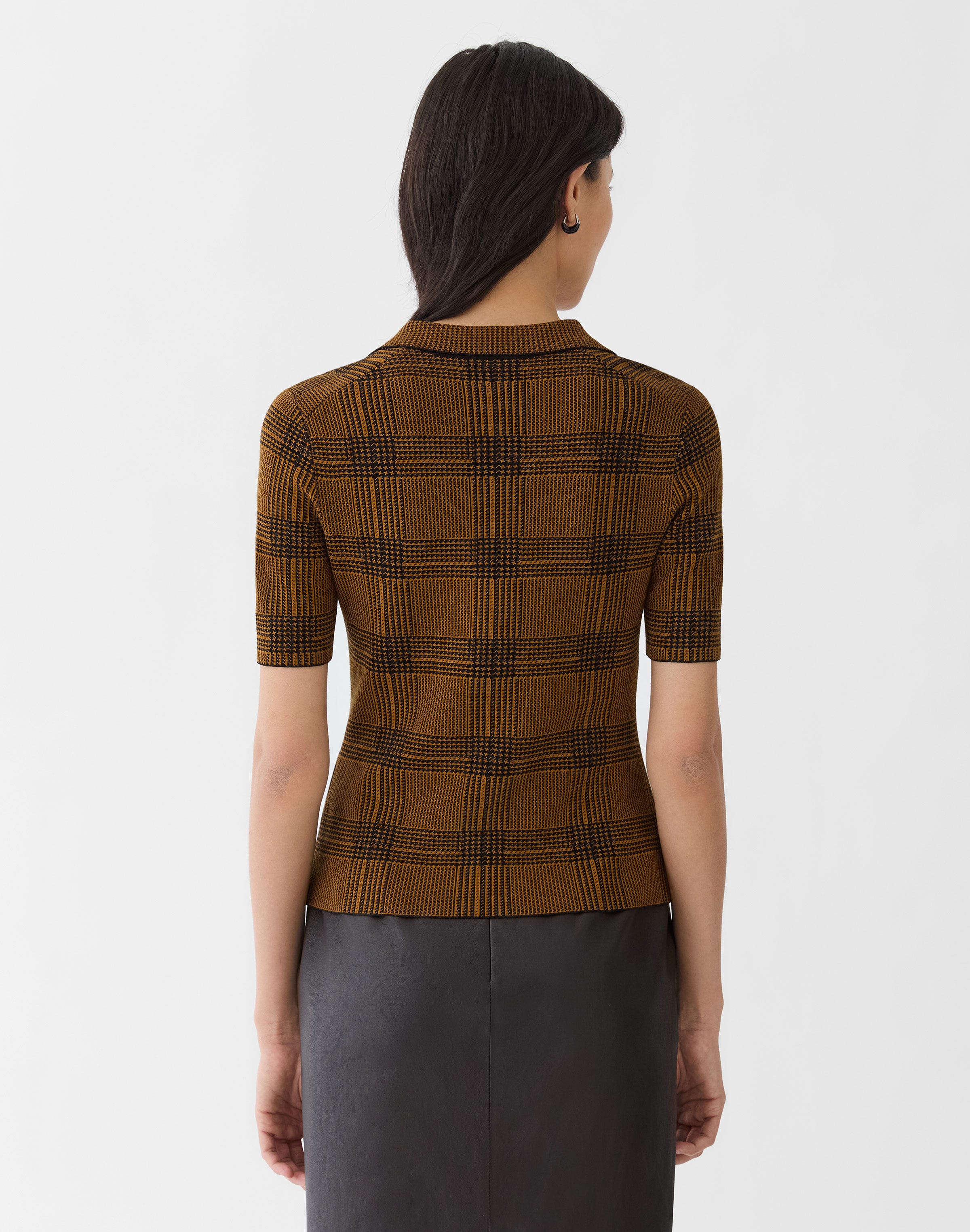 Glen Plaid Responsible Matte Crepe Knit Polo