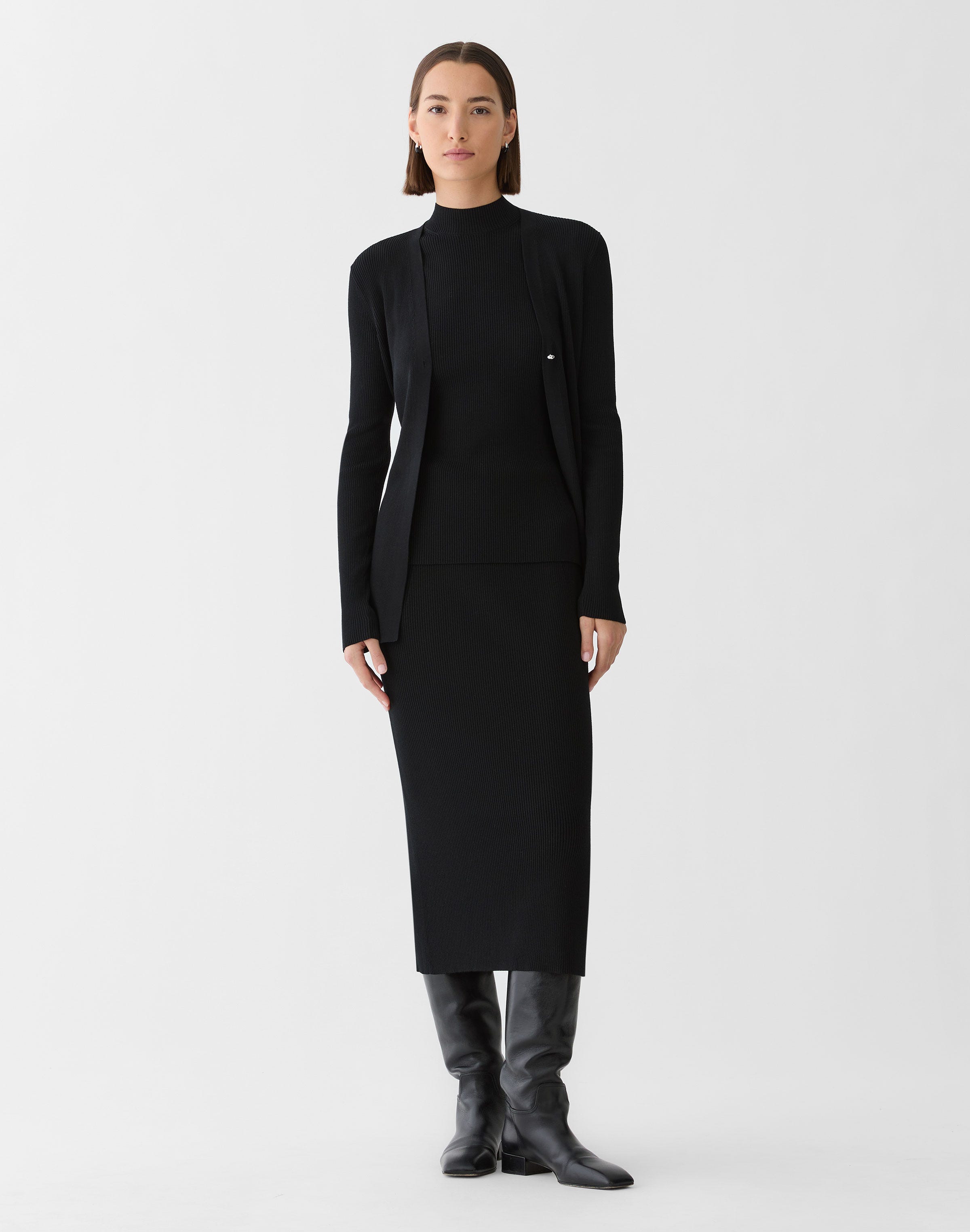 Responsible Matte Crepe Ribbed Mockneck Sweater