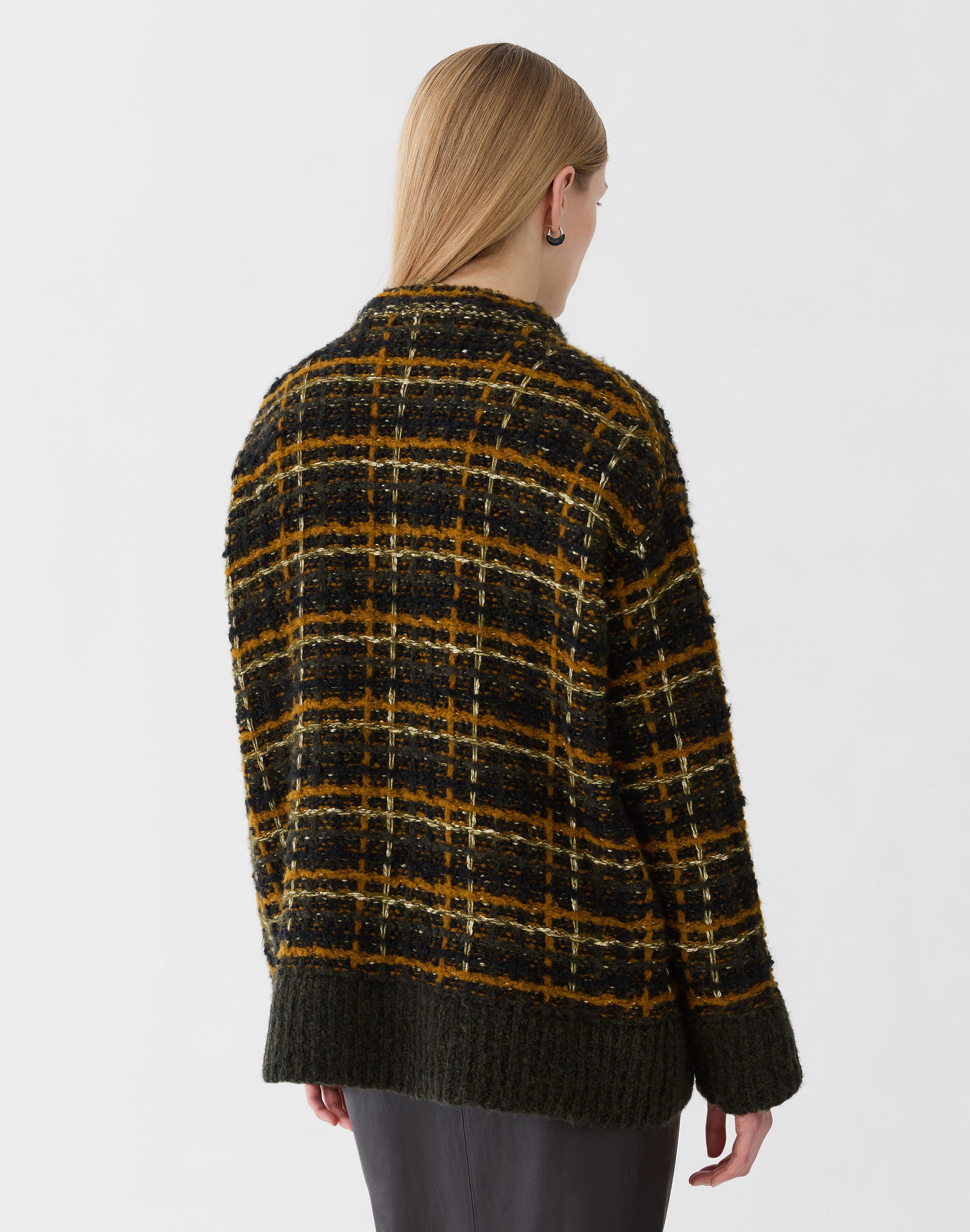 Glen Plaid Brushed Wool-Alpaca Sweater