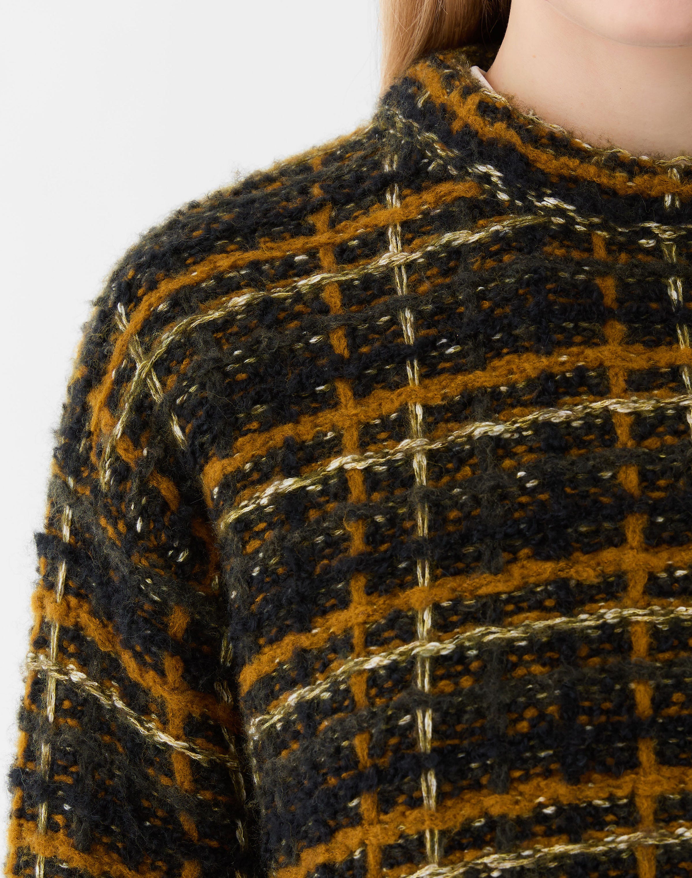 Glen Plaid Brushed Wool-Alpaca Sweater