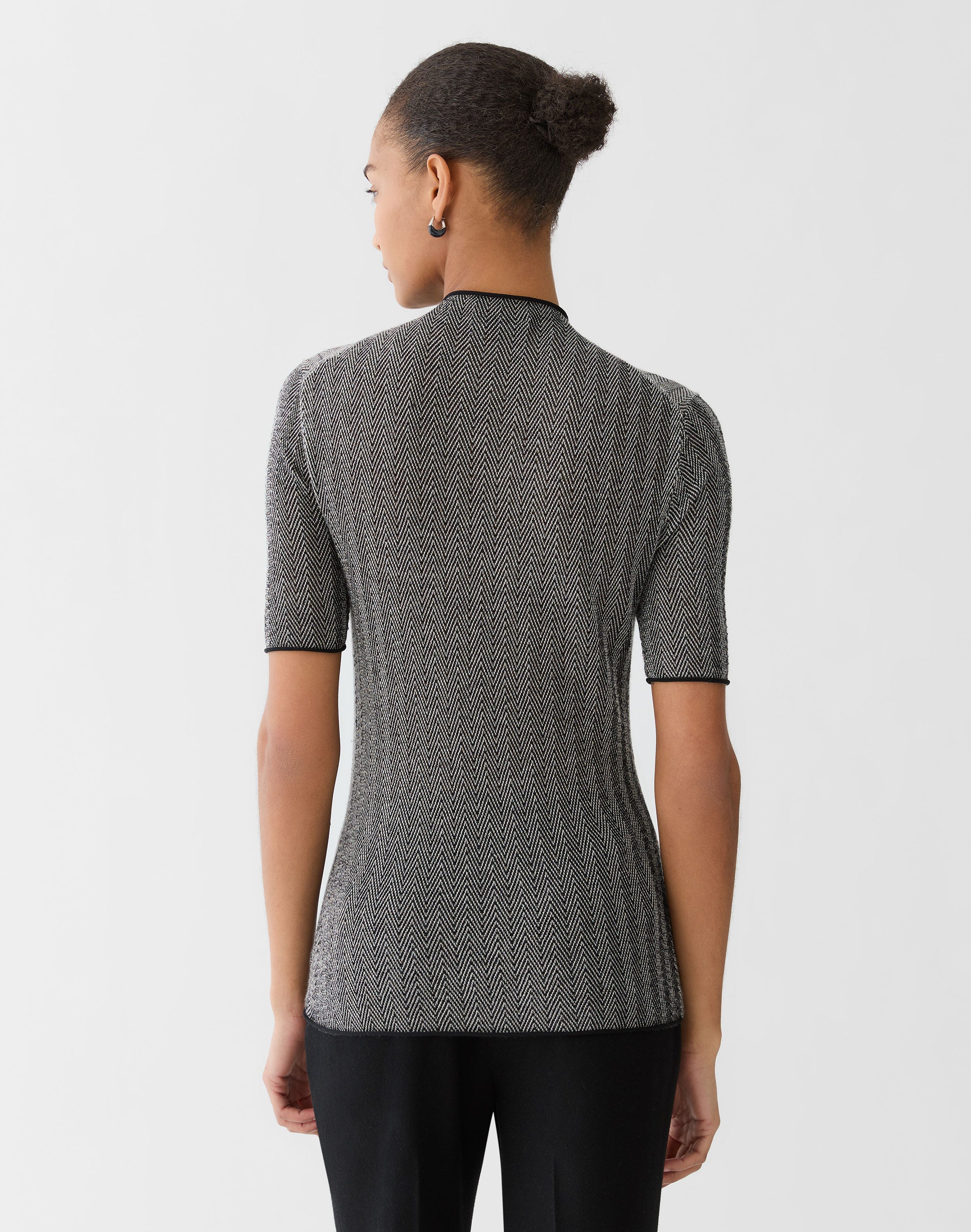 Plus-Size Fine Cashmere Herringbone Jacquard Sweater