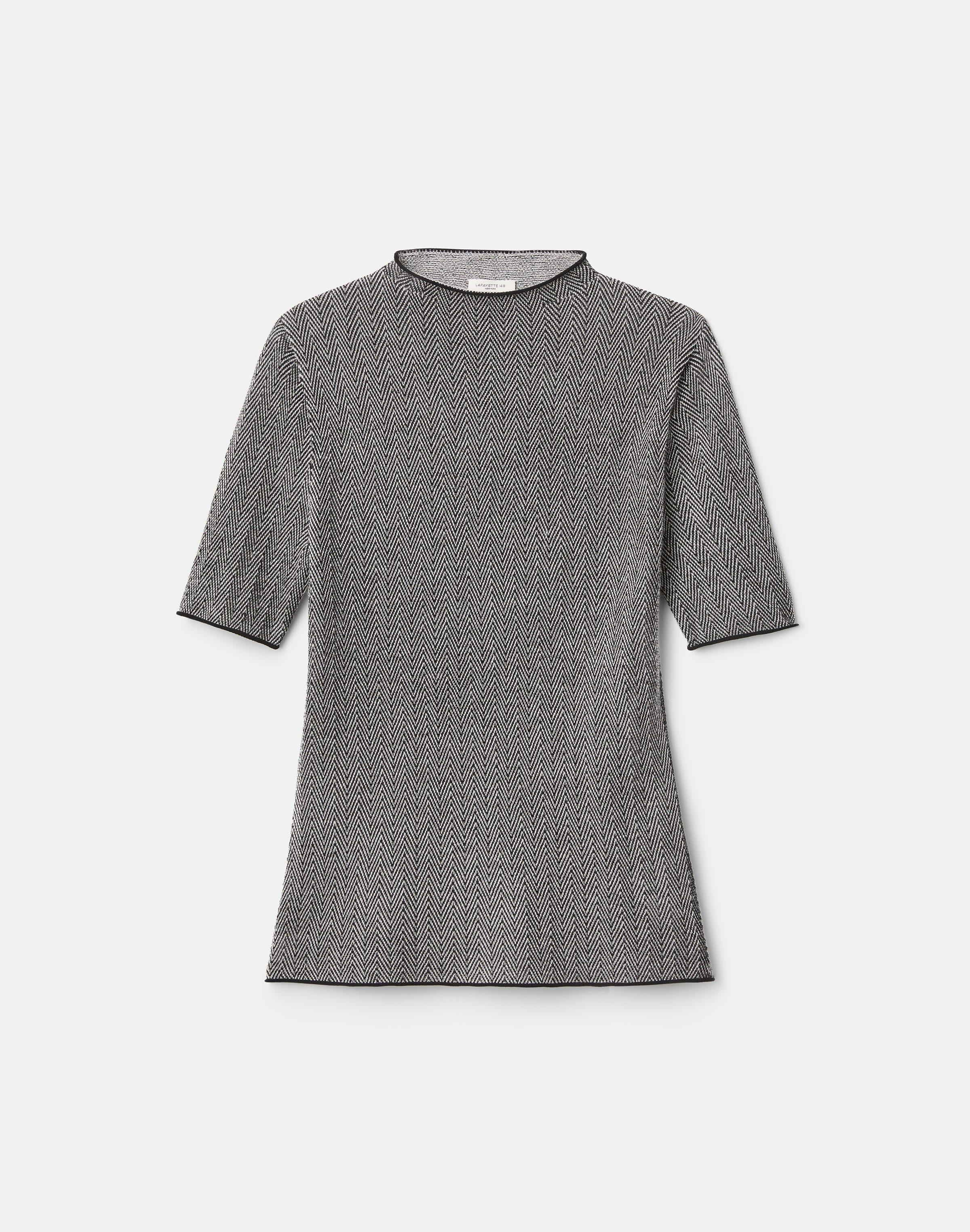 Plus-Size Fine Cashmere Herringbone Jacquard Sweater