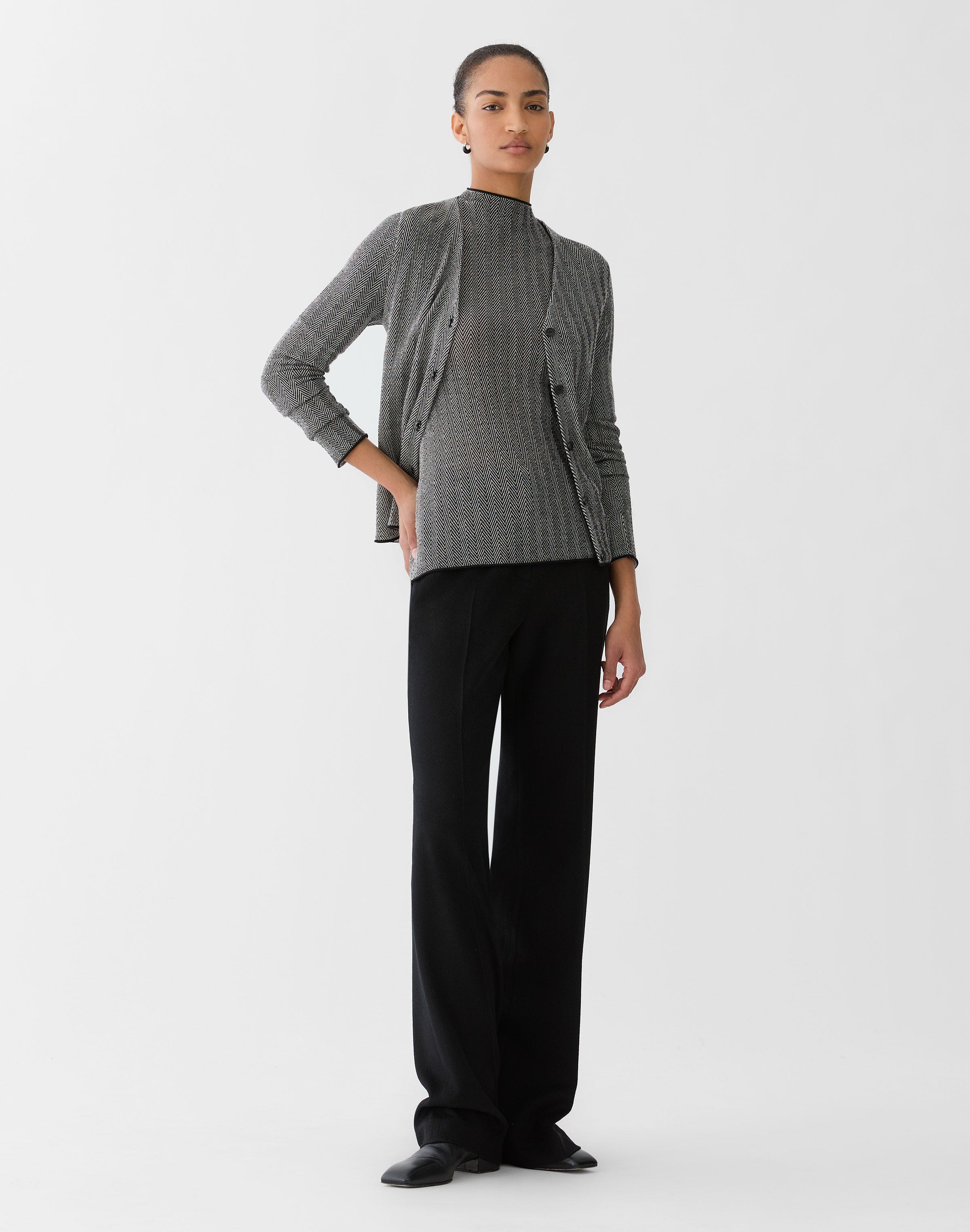 Plus-Size Fine Cashmere Herringbone Jacquard Sweater