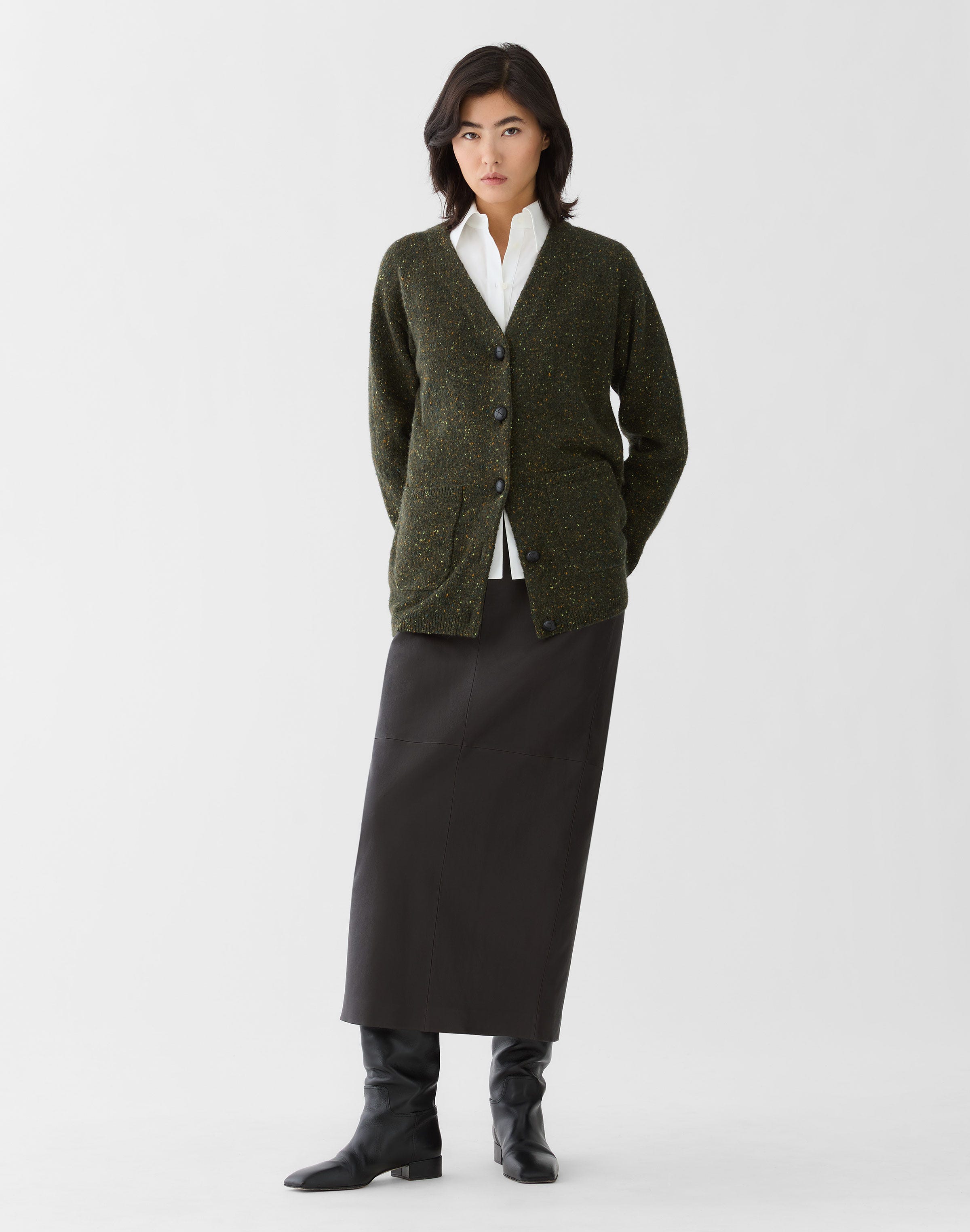 Cashmere Donegal Button Front Cardigan